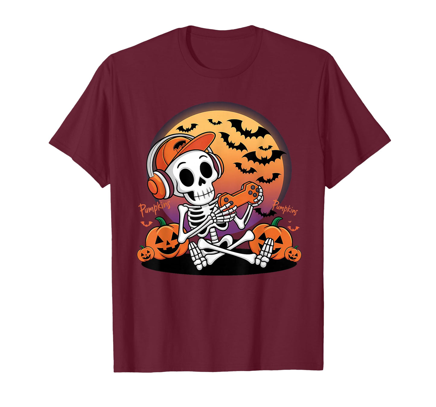 Halloween Skeleton Video Gaming Gamer Teens Men & Youths T-Shirt