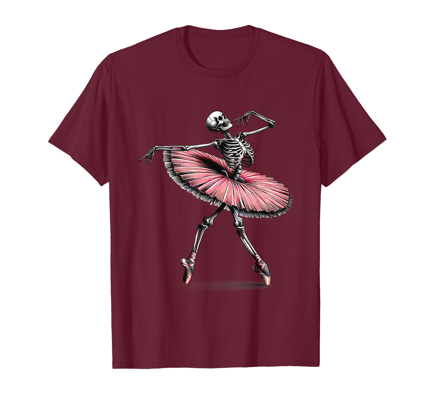 Skeleton Ballerina Ballet Dance Pink Tutu Costume T-Shirt