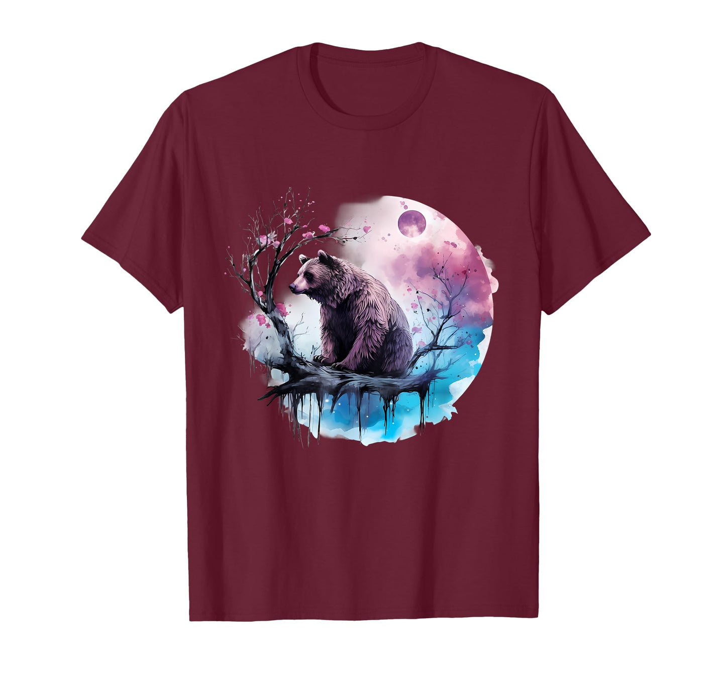Bear Moon Artwork Motif Animal Art Forest Nature Wildlife T-Shirt