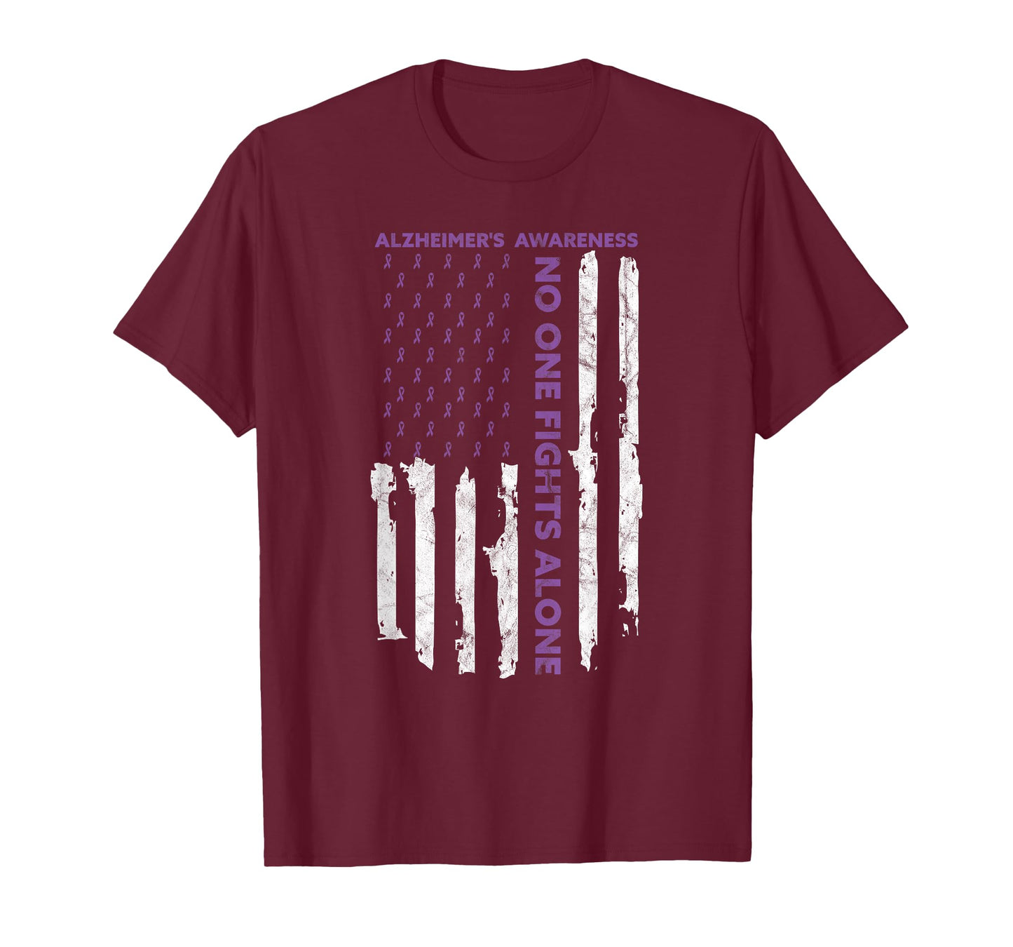 Alzheimer's Awareness Month American Flag Warrior Dementia T-Shirt