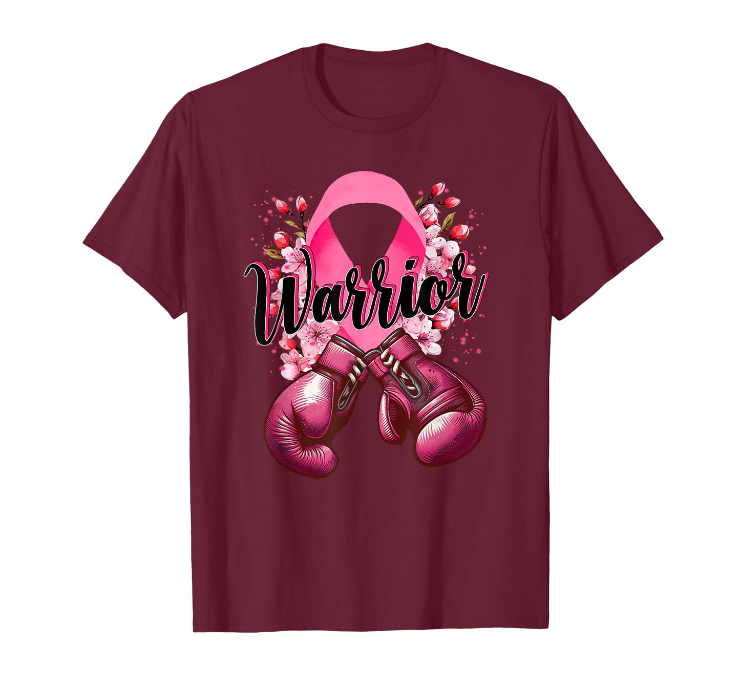 Warrior Boxing Gloves Pink Ribbon Breast Cancer Awareness T-Shirt