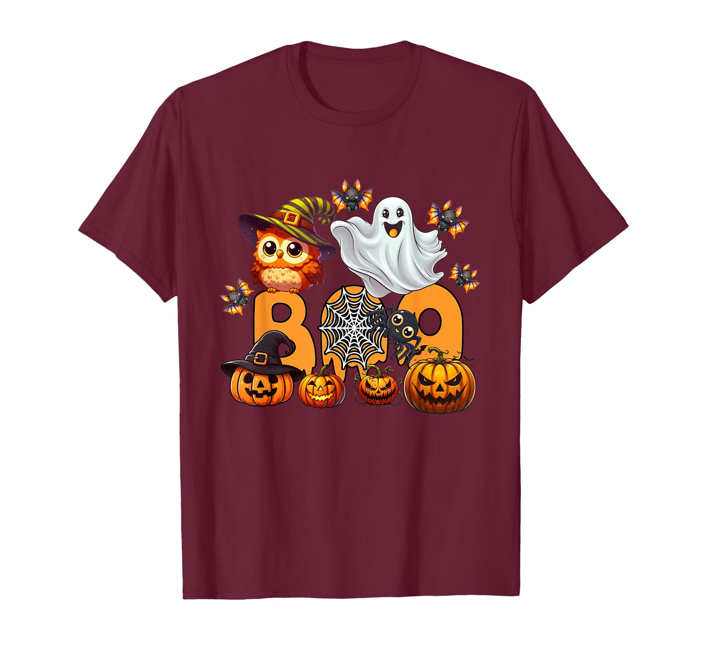 Boo Creepy Owl Pumpkin Ghost Spooky Halloween Costume T-Shirt