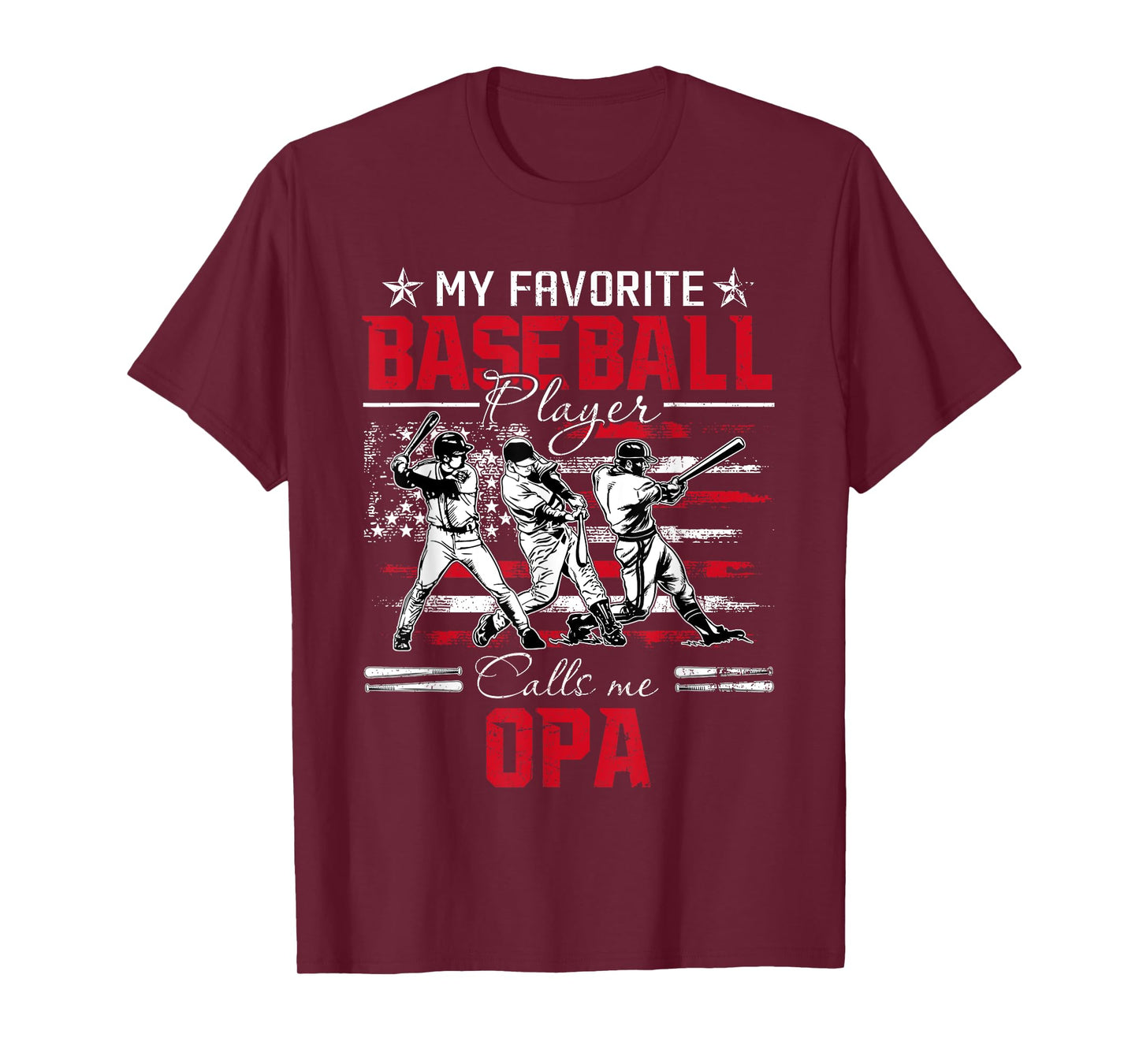 My Favorite Baseball Player Calls Me Opa American Flag T-Shirt