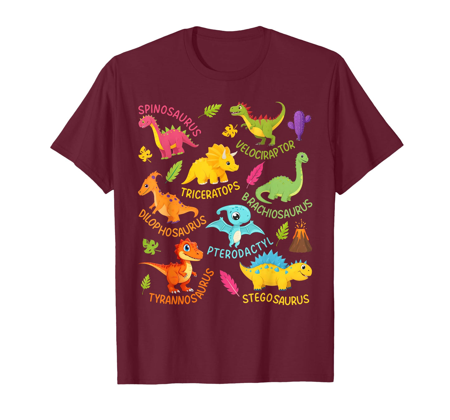 Types Of Dinosaurs Cute Dinosaur Outfit Boys Girls Kids T-Shirt