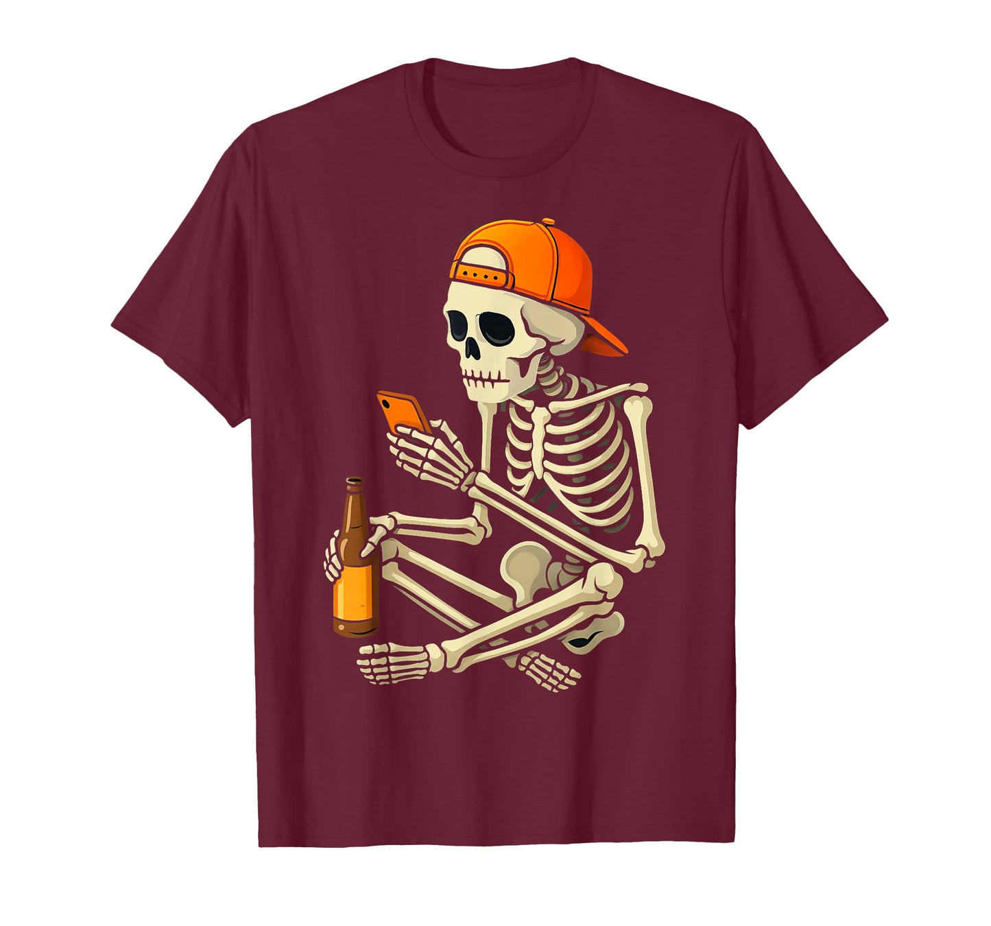 Funny Halloween Skeleton Doomscrolling Costume T-Shirt