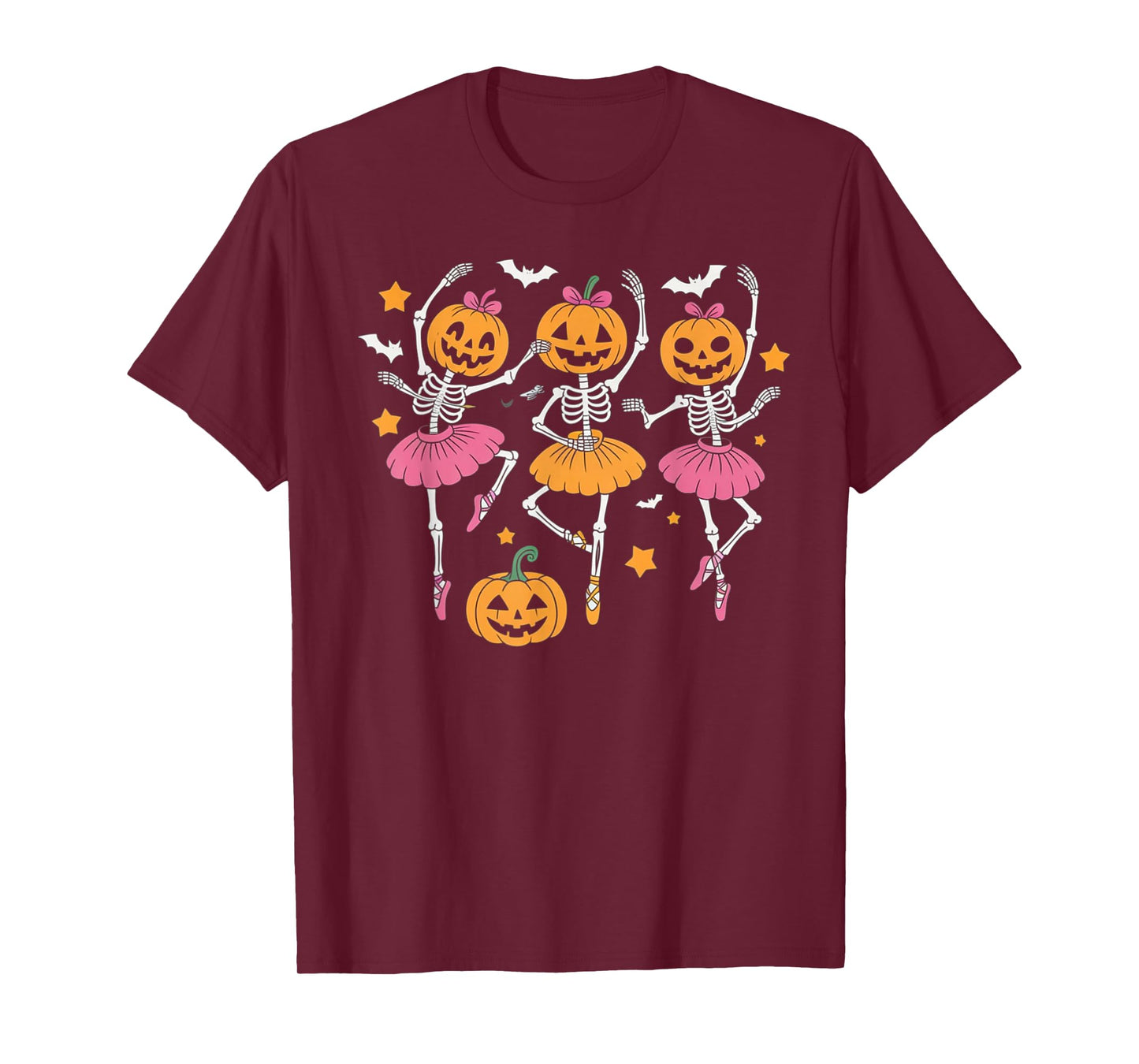 Girls Halloween Ballet Skeleton Pumpkin Skeleton Women Gifts T-Shirt
