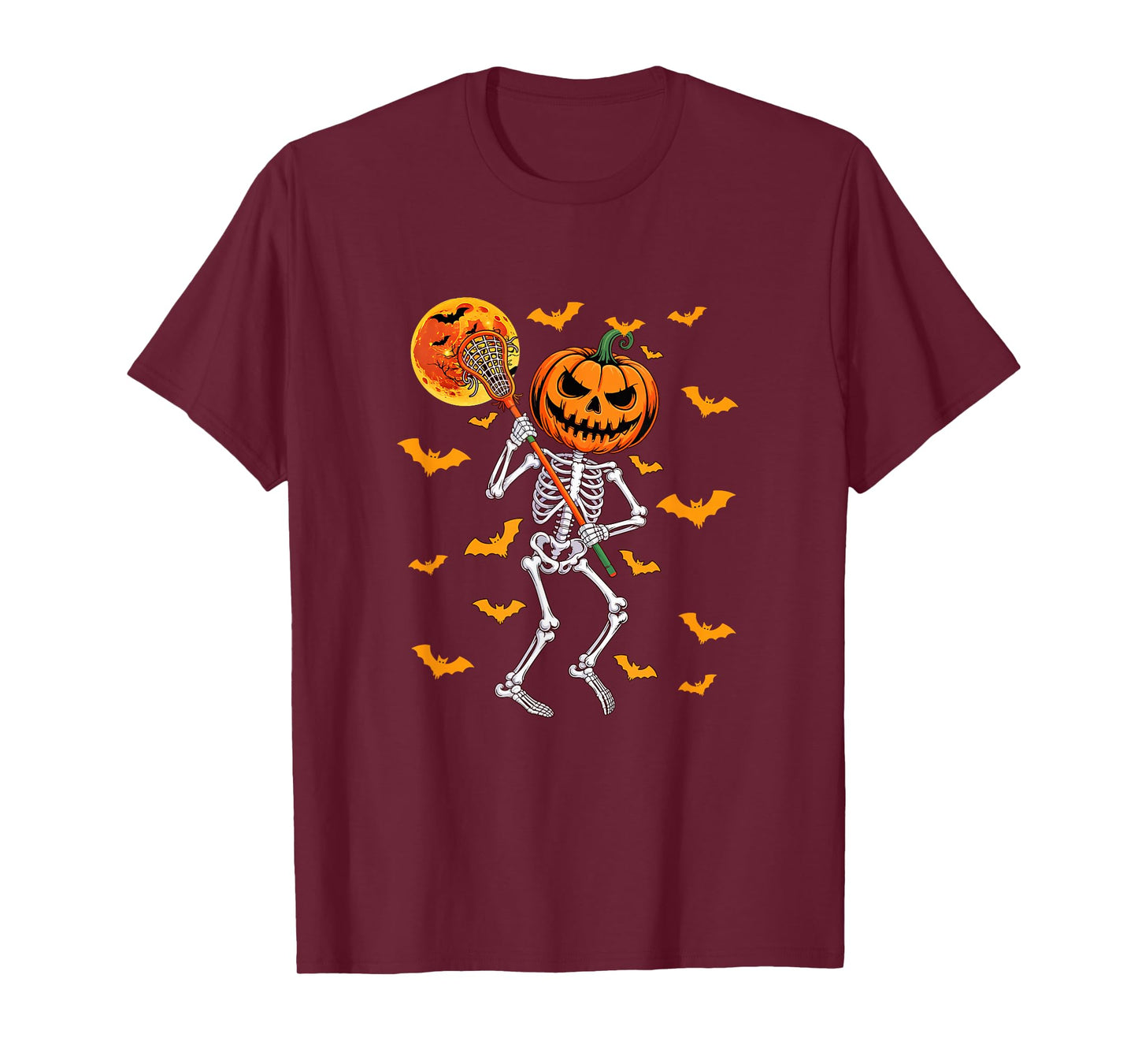 Horror Skeleton Playing Lacrosse Halloween Matching Player T-Shirt