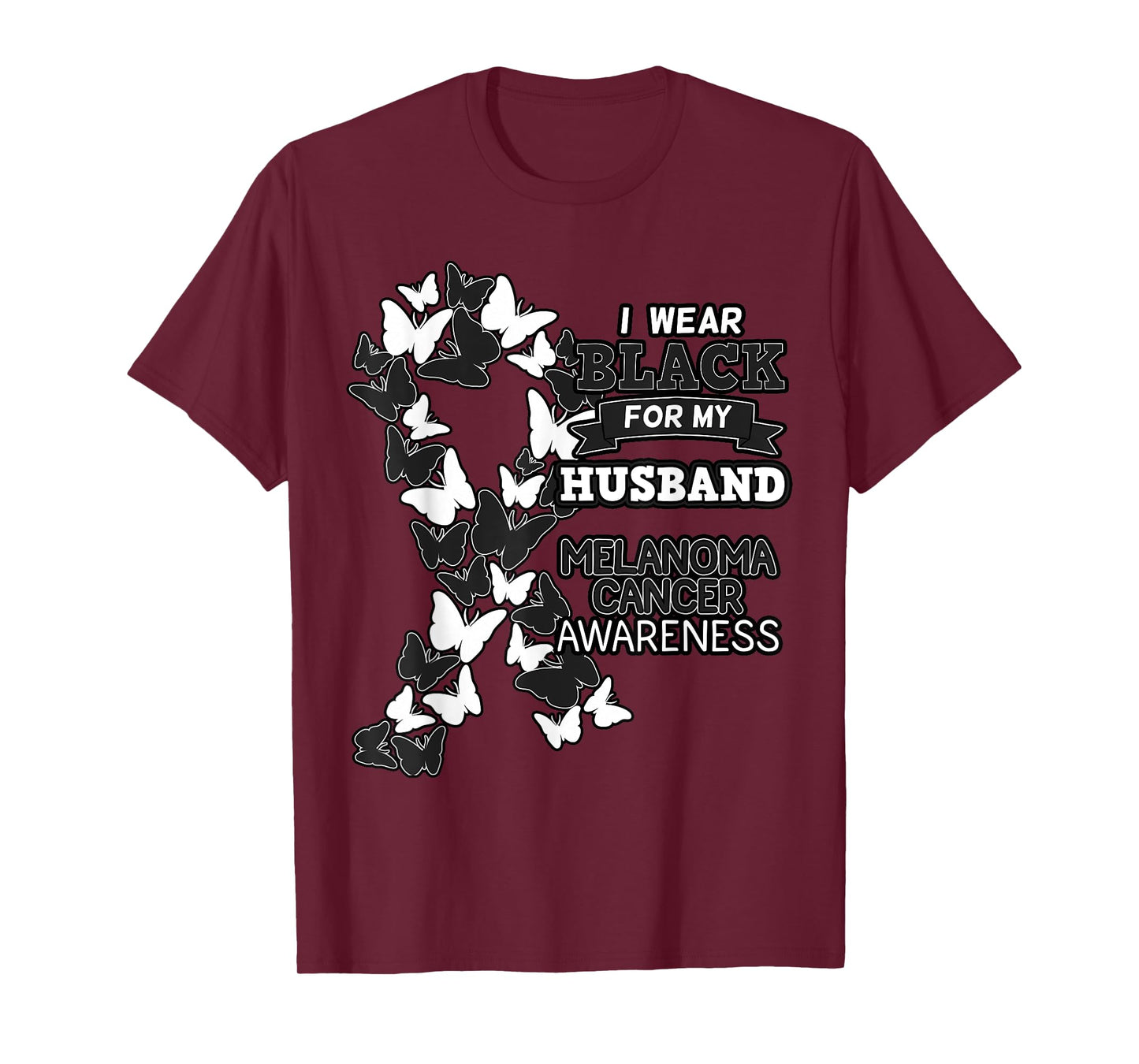 Melanoma Cancer Awareness Black Ribbon Husband Father Gift T-Shirt