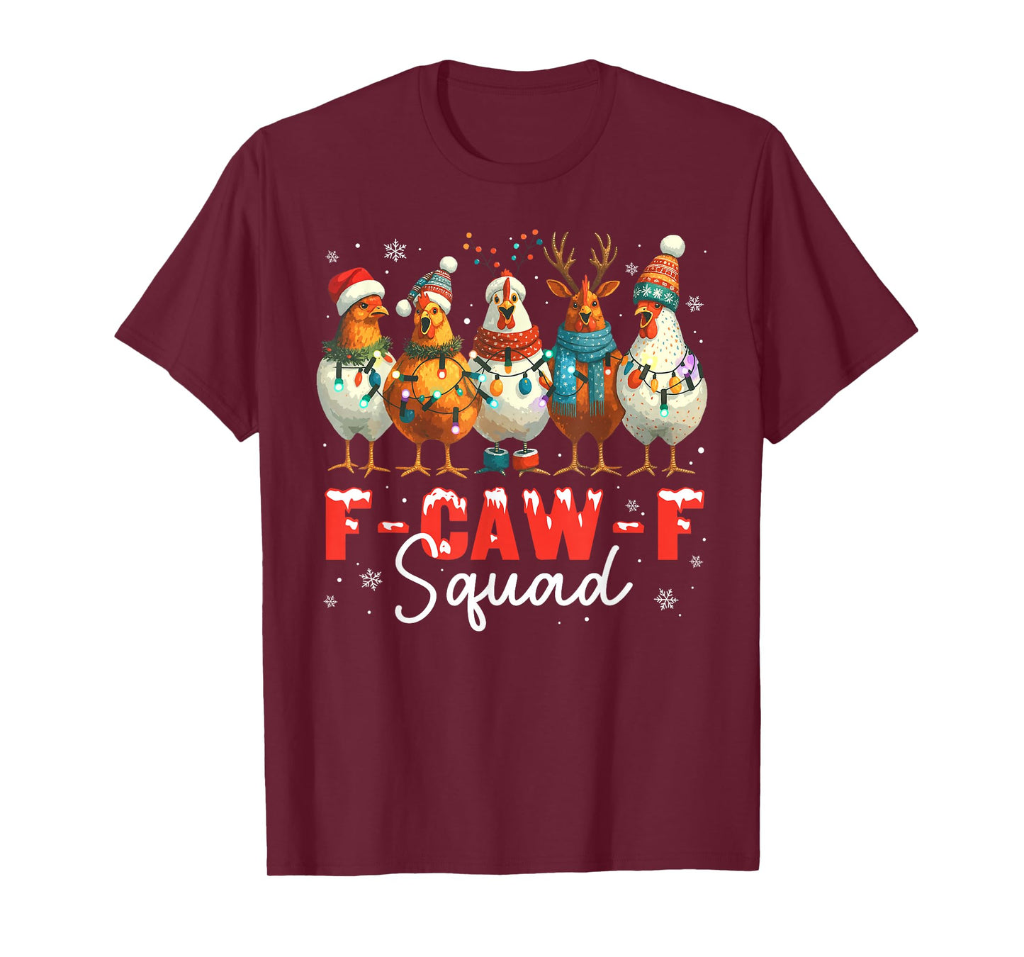 F-Caw-F Squad Chicken Xmas Lights Christmas Pajamas Holiday T-Shirt