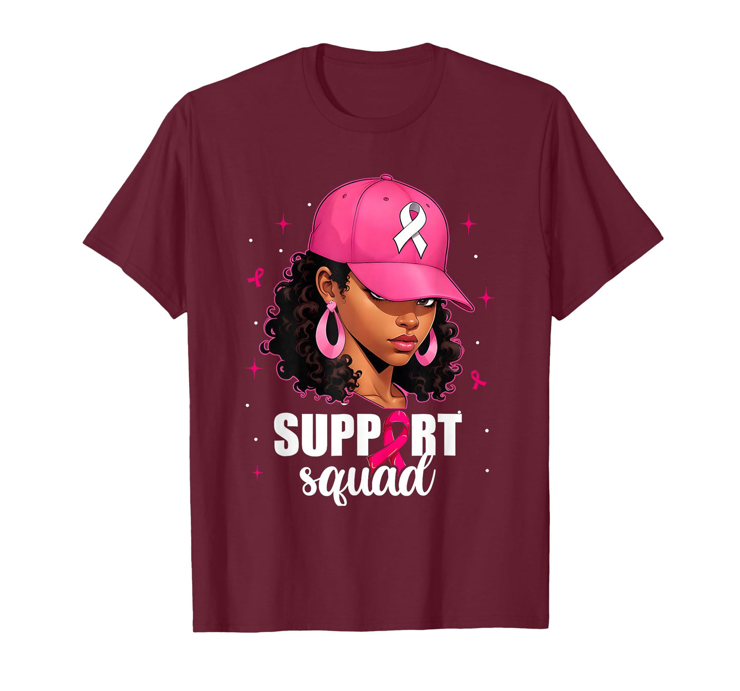 Support Squad Messy Bun Pink Warrior Breast Cancer Awareness T-Shirt