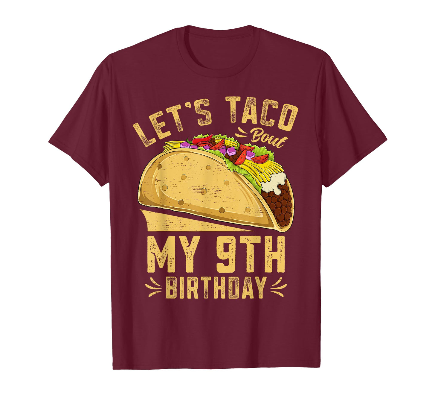 9 Year Old Funny Taco 9th Birthday Boys Girls Kids T-Shirt