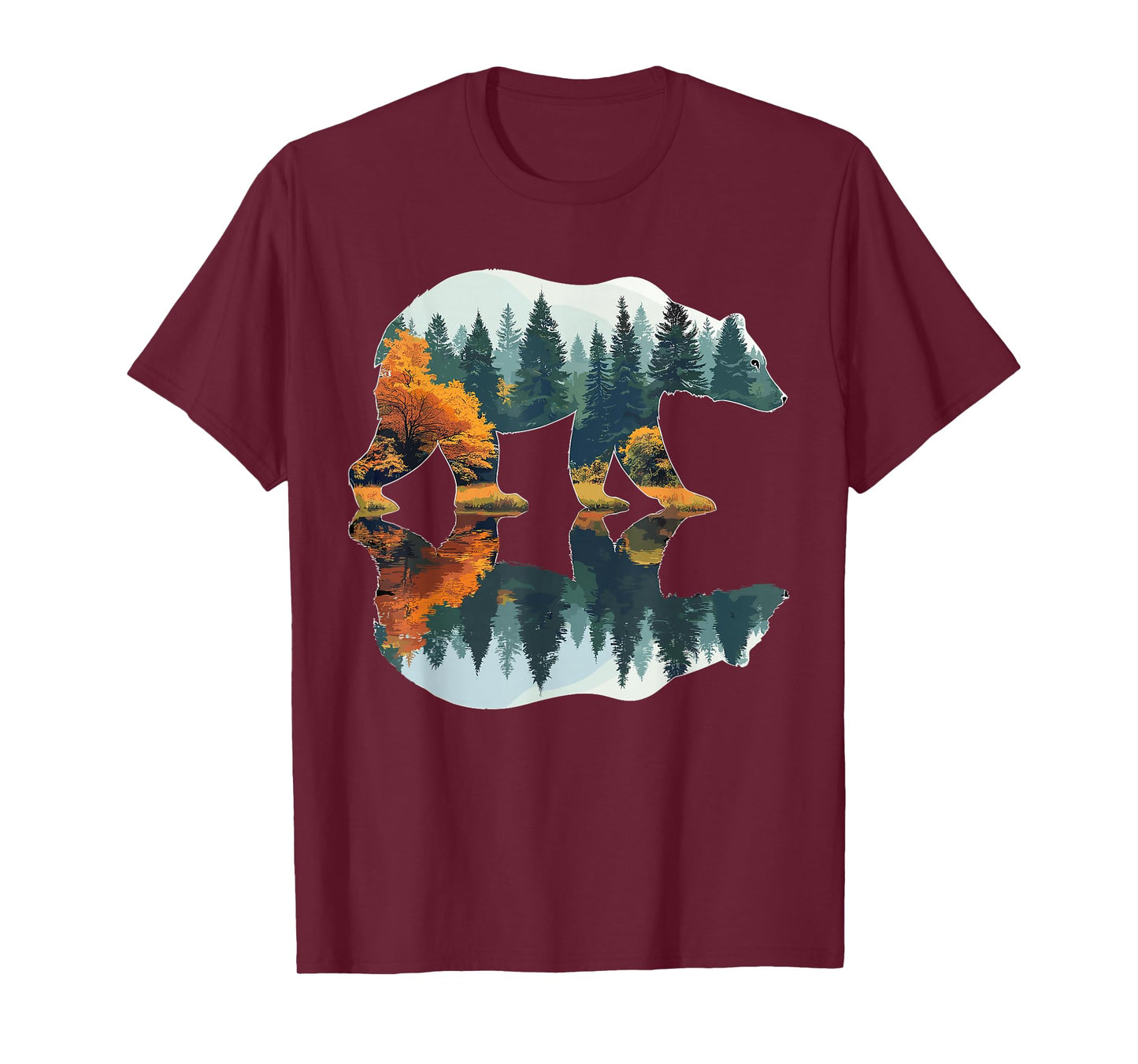 Trees Wildlife Reflection Nature Bear Outdoor Forest T-Shirt