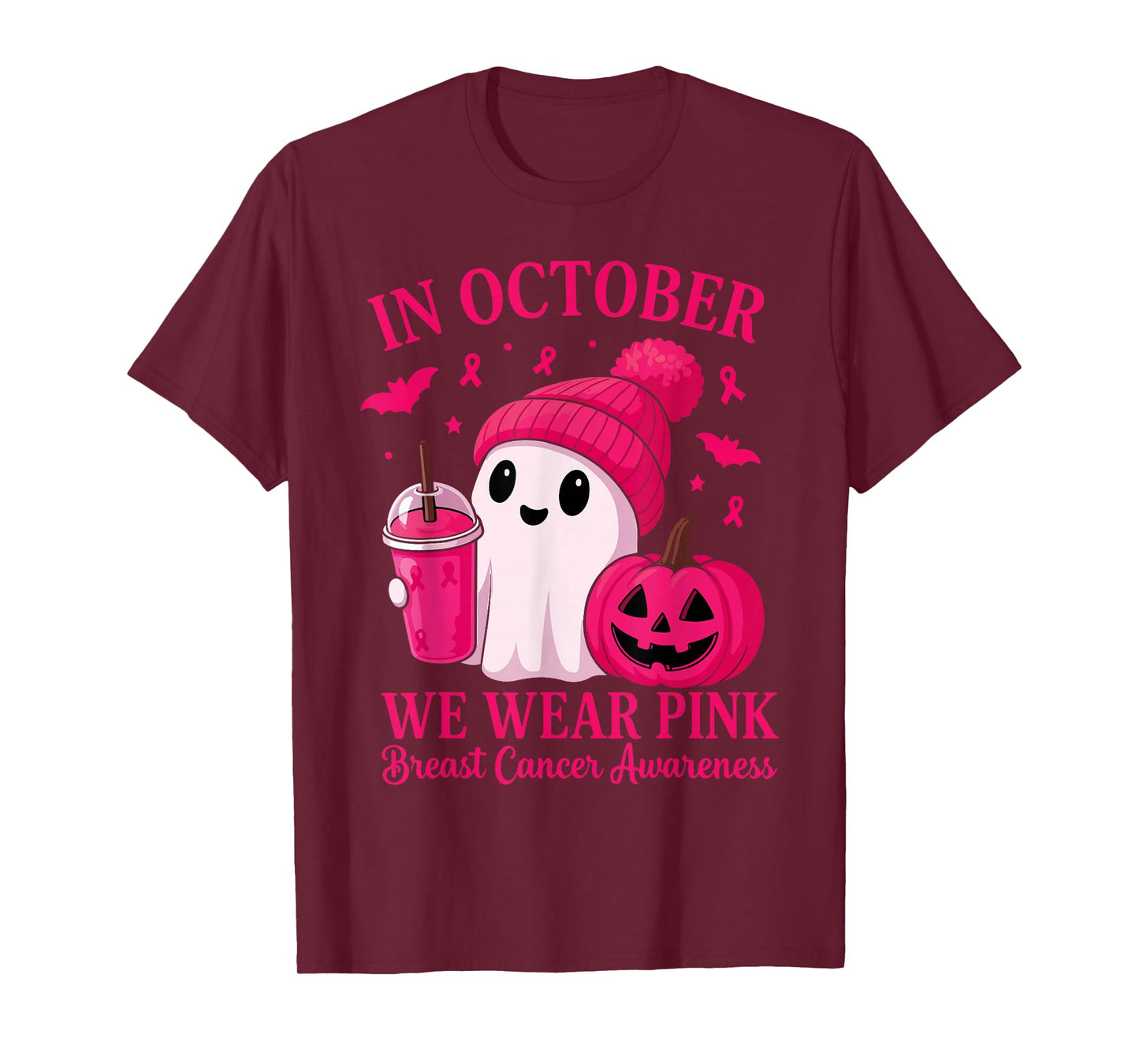 Breast Cancer Halloween Women in October We Wear Pink T-Shirt