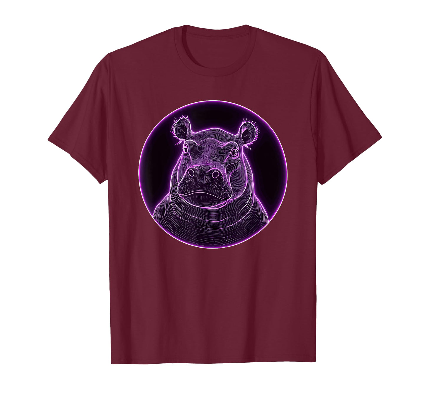 Intricate Hippopotamus Circle Glow Portrait T-Shirt