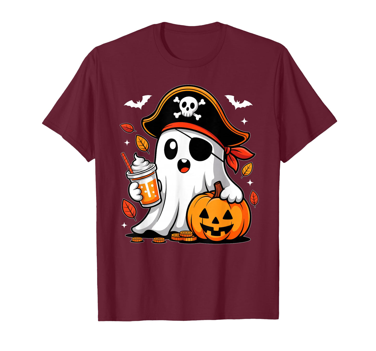 Cute Ghost Pumpkin Pirate Halloween Costume Boys Girls Kids T-Shirt