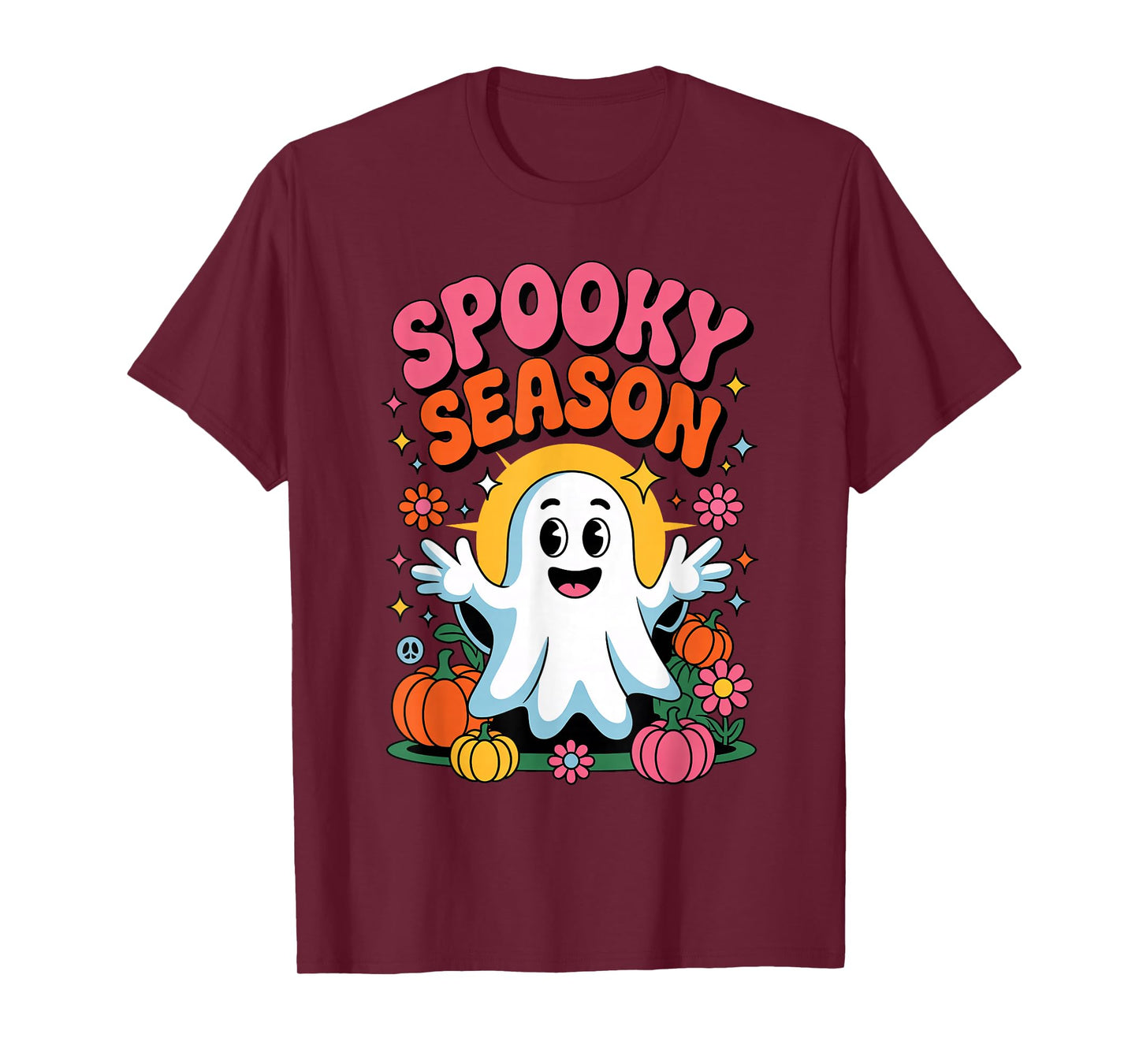 Groovy Spooky Season Funny Ghost Pumpkins Halloween Costume T-Shirt