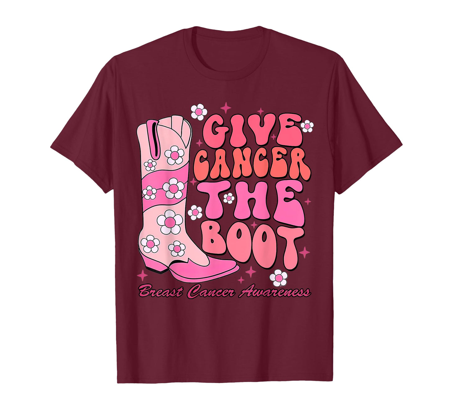 Give Cancer The Boot Western Cowgirl Breast Cancer Outfit T-Shirt