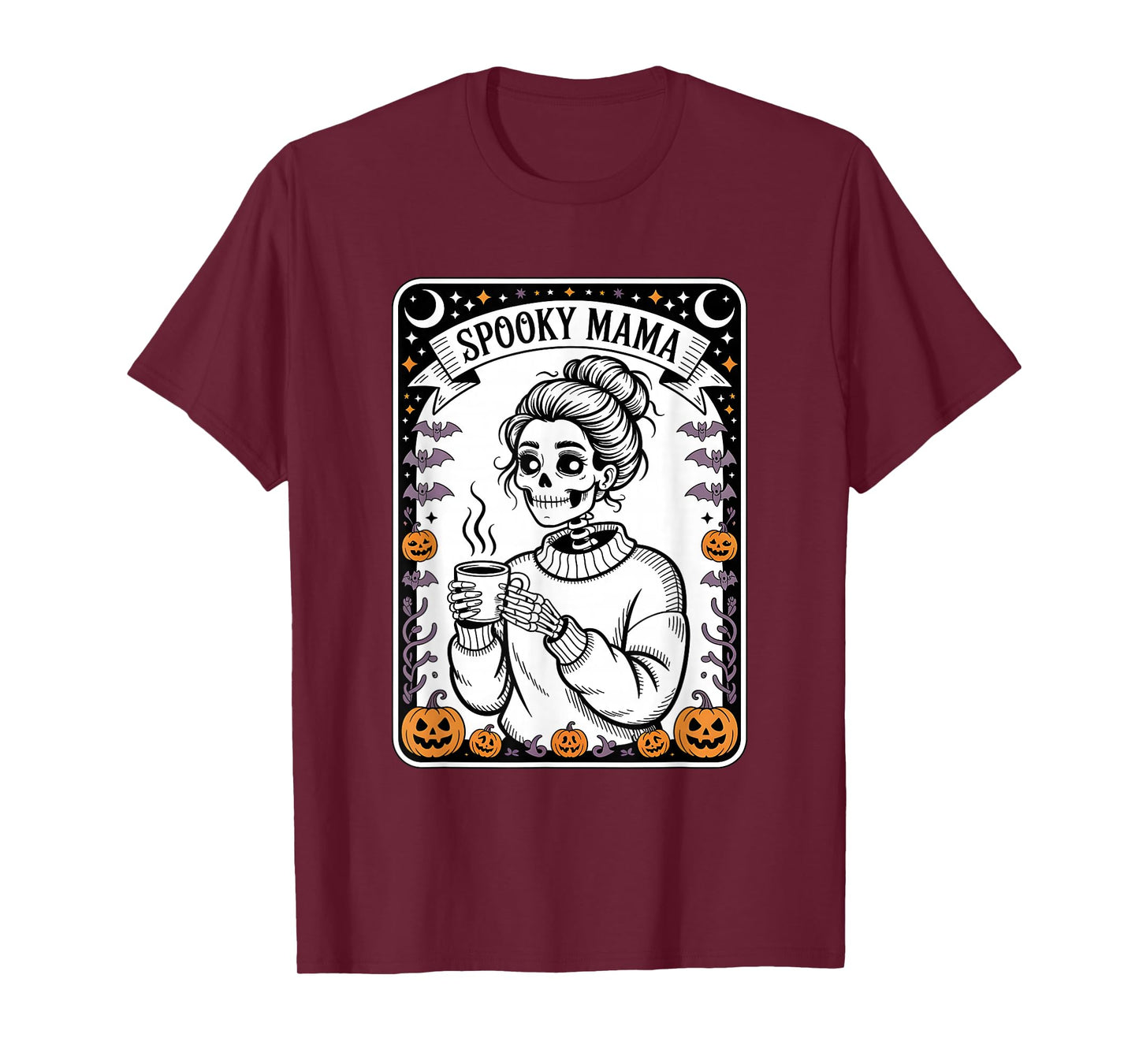 Tarot Spooky Mama Halloween Cute Skeleton Mom Coffee T-Shirt