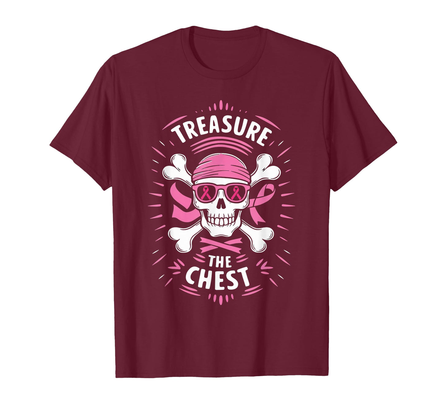 Pink Ribbon Breast Cancer Pirate Treasure the Chest T-Shirt