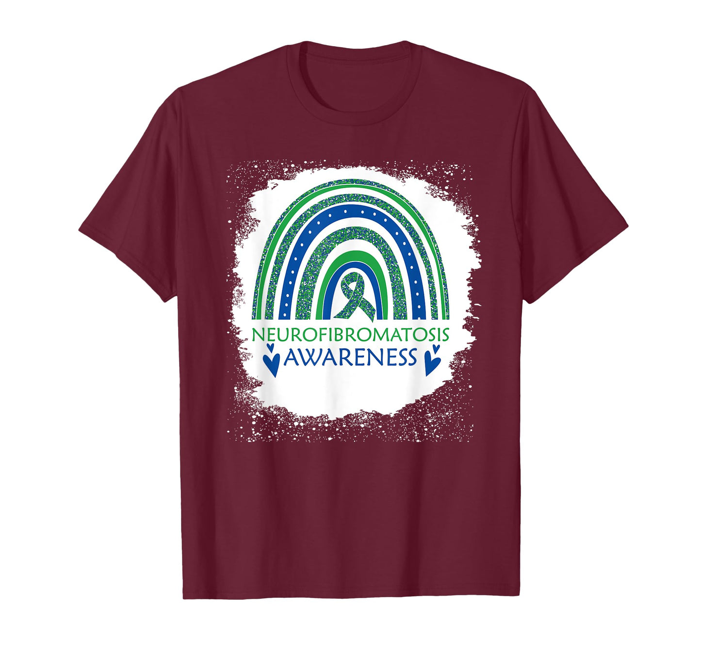 Neurofibromatosis Awareness Bleach Rainbow Blue Green Ribon T-Shirt