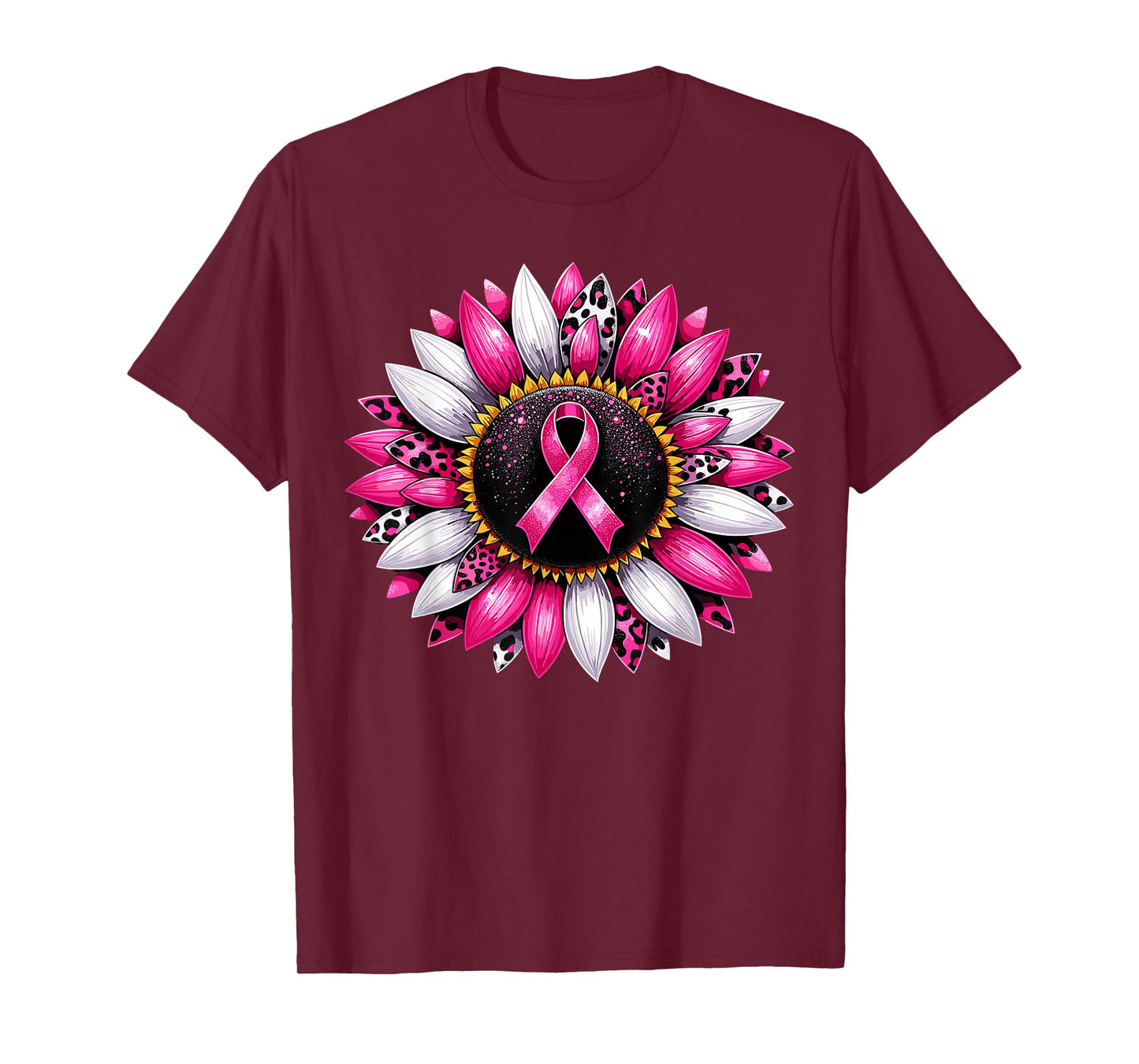 Sunflower Pink Breast Cancer Awareness Women Warrior T-Shirt