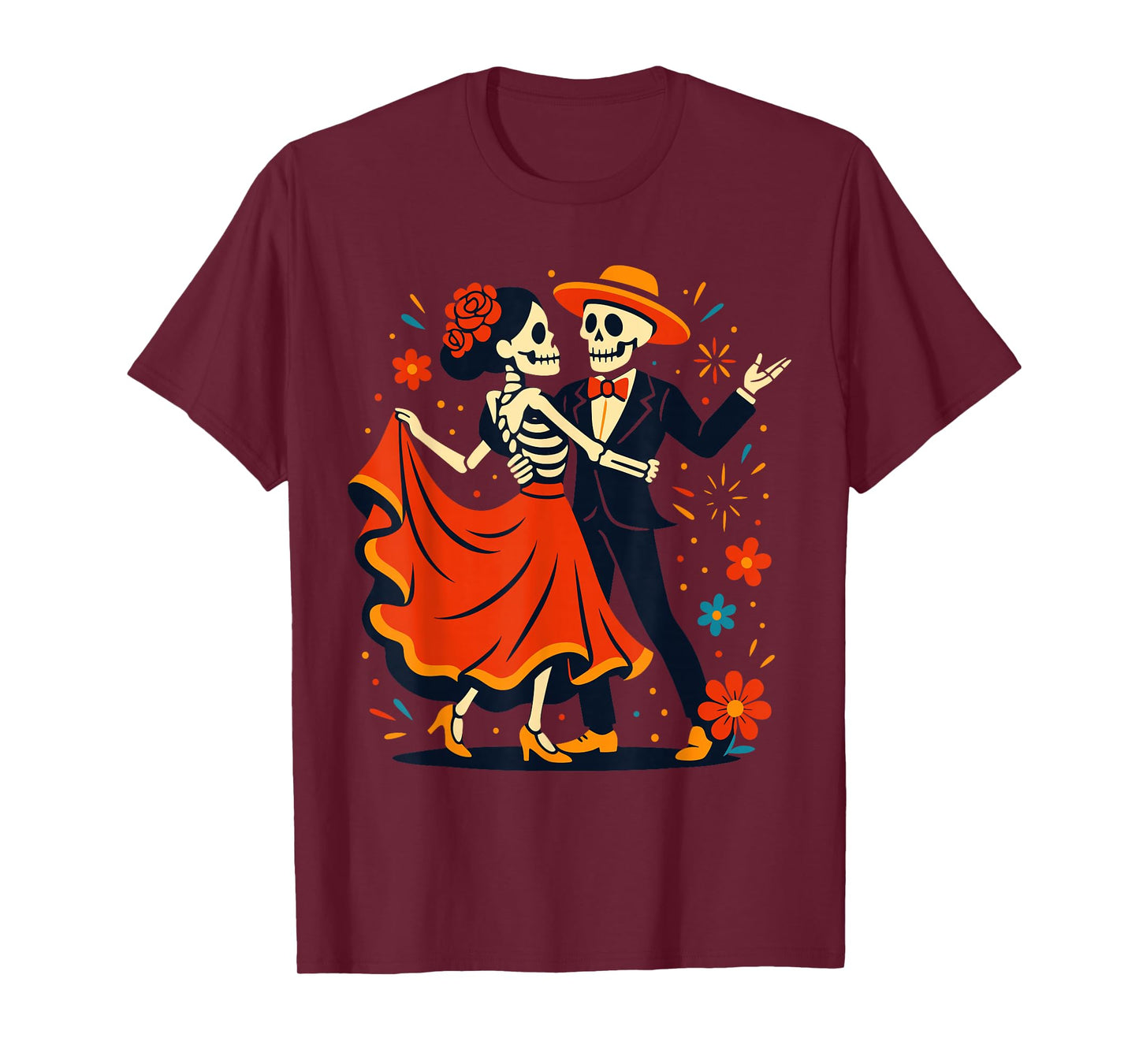 Dia De Los Muertos Couple Costume, Mexican Dancing Skeleton T-Shirt
