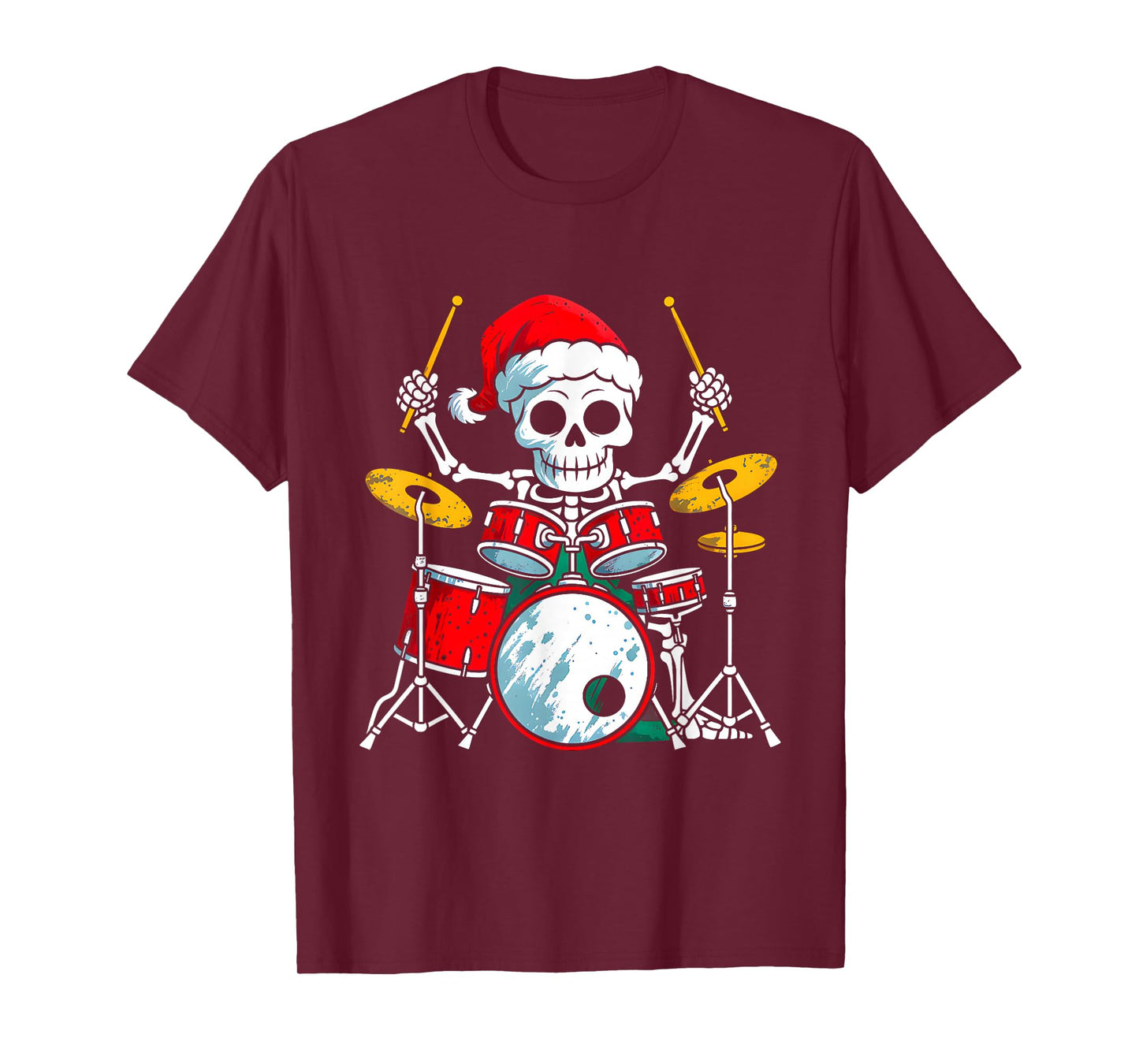 Skeleten Playing Drum Funny Halloween Costume Boys Kids T-Shirt