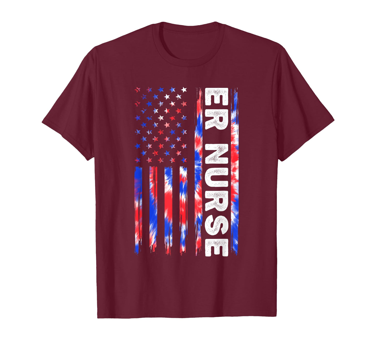 ER Nurse Tie Dye American Flag Fourth 4th Of July Patriotic T-Shirt