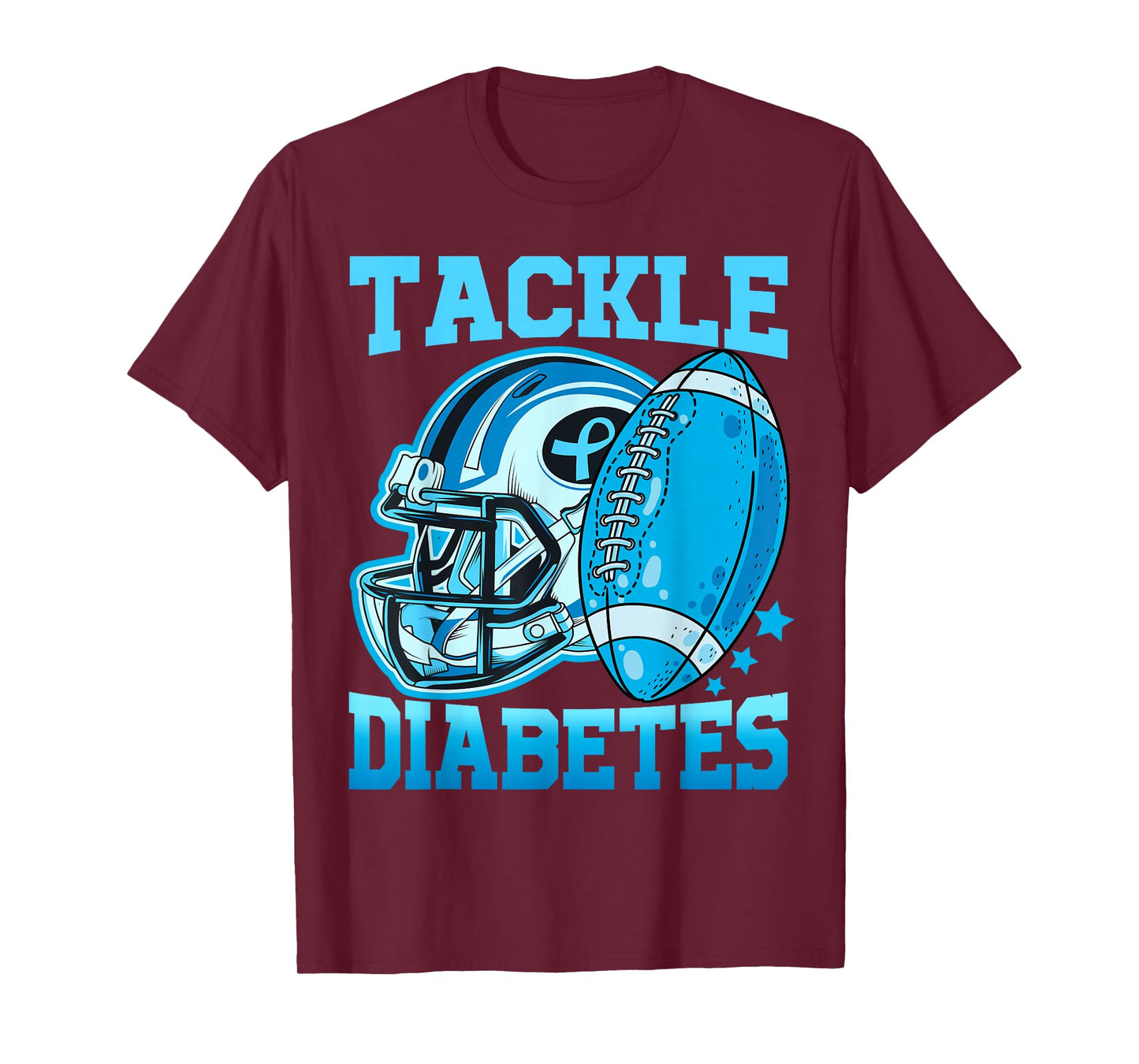 Tackle Diabetic Type 1 Blue Football Diabetes Awareness Men T-Shirt
