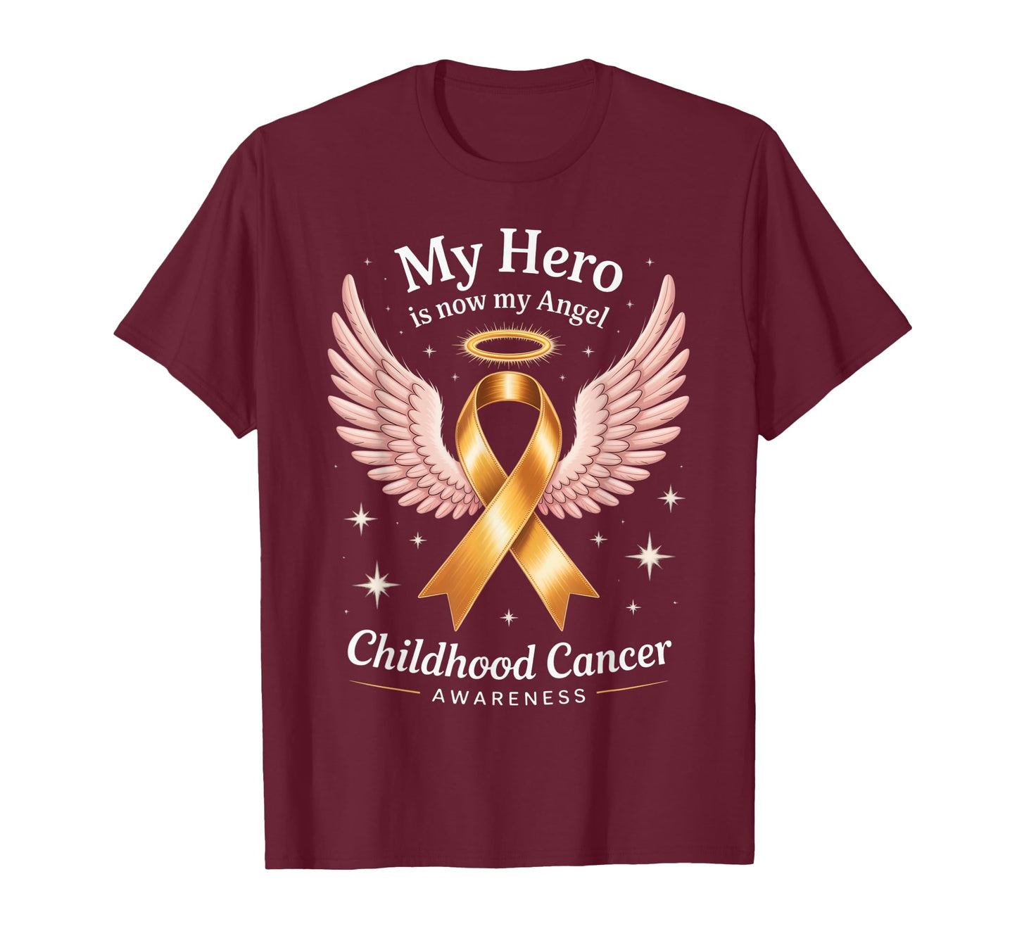 My Hero Is Now My Angel Childhood Cancer Awareness Tribute T-Shirt