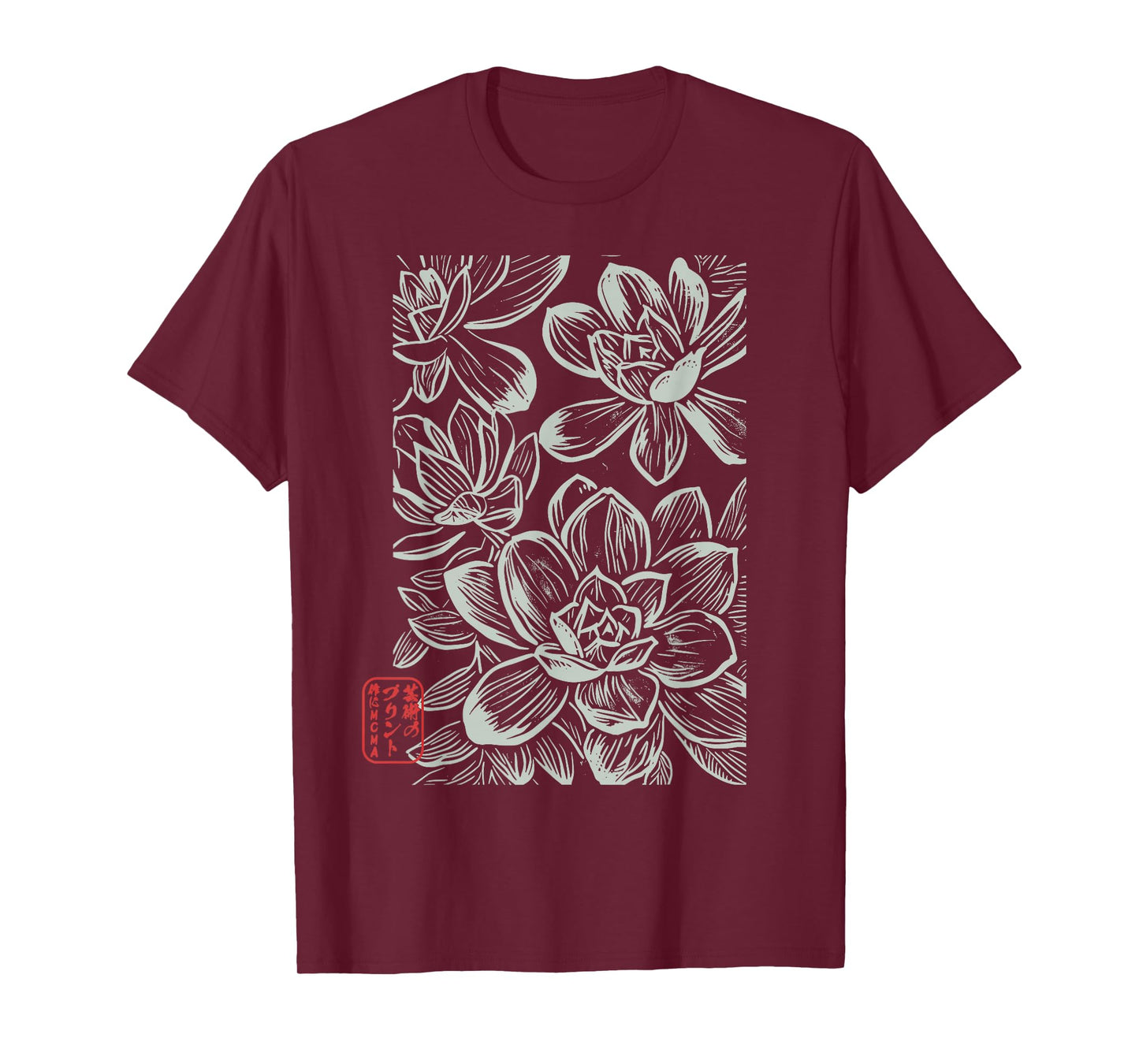 Japanese Boho Flowers – Sumi-e Style Floral Botanical Art T-Shirt