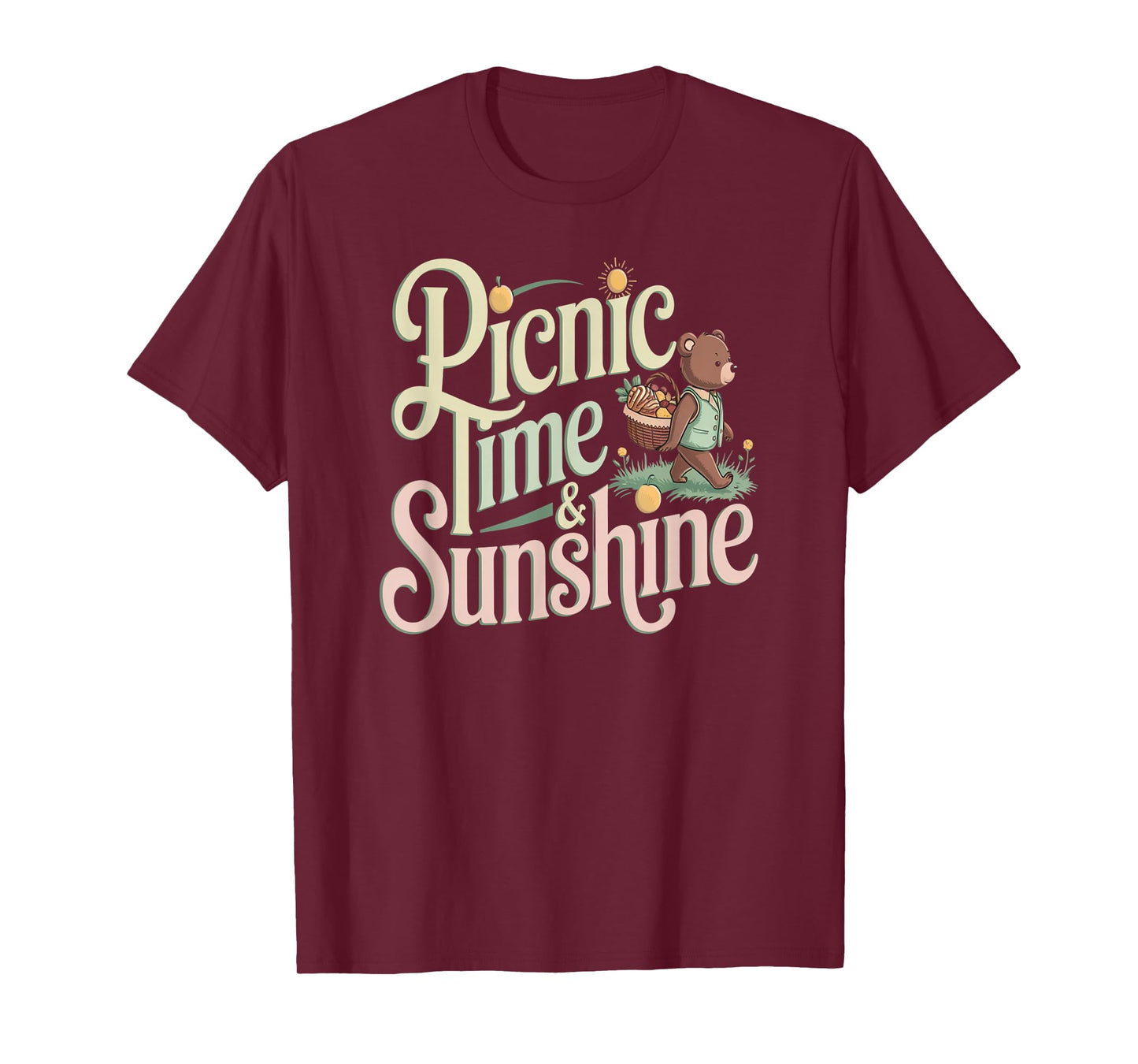 Picnic Time Sunshine Bear Basket Nature Day T-Shirt
