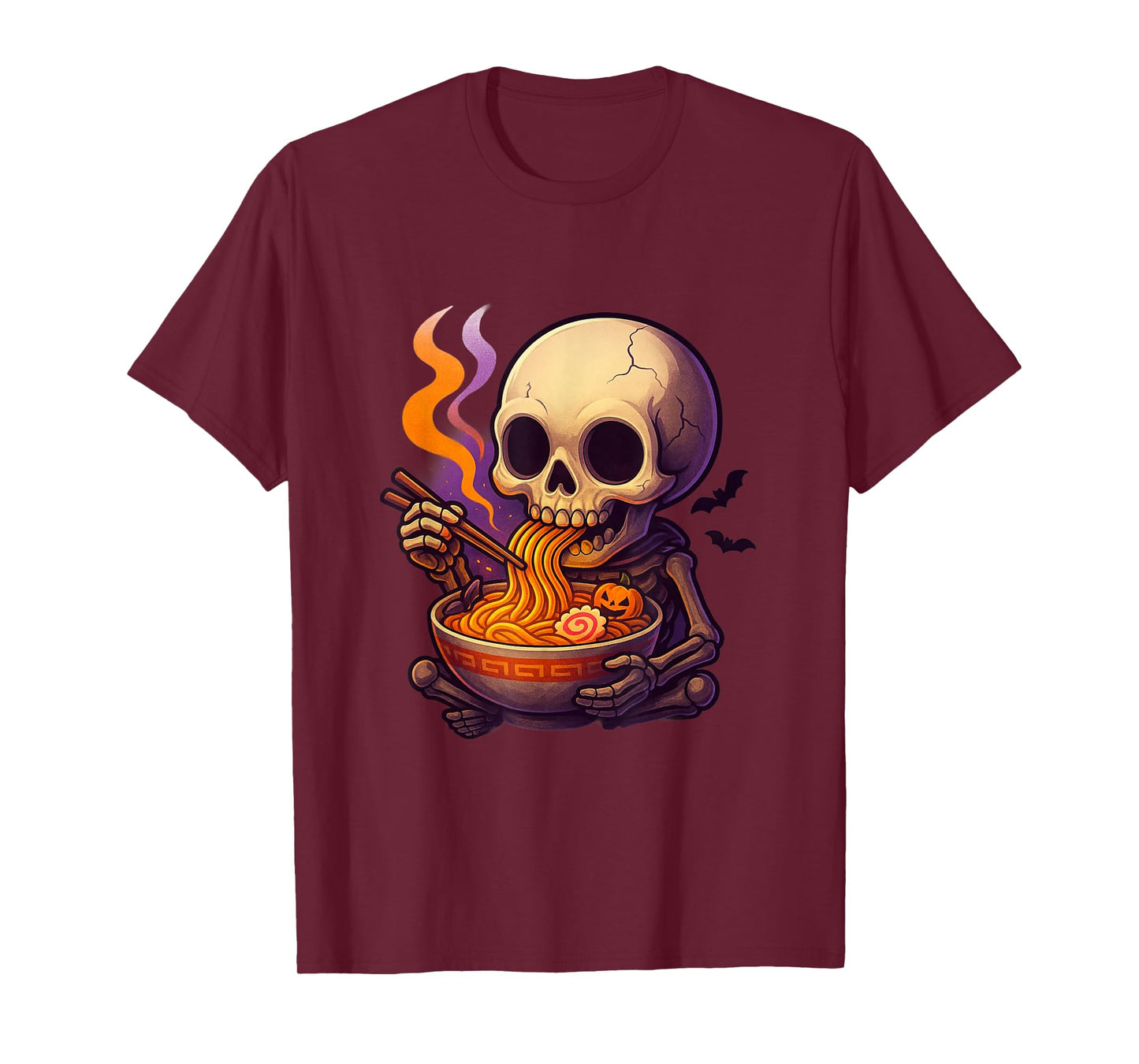 Halloween Skeleton with Glowing Ramen Bowl T-Shirt