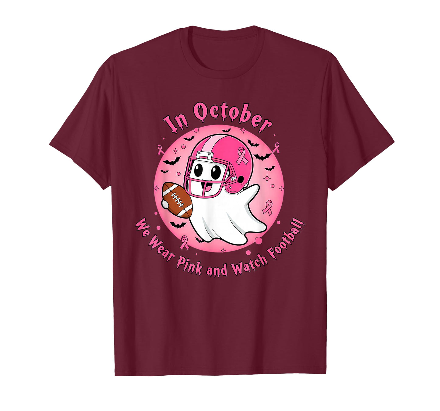 in October We Wear Pink Football Breast Cancer Awareness Men T-Shirt