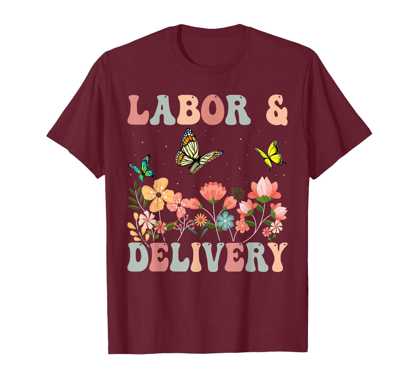 Retro Wildflowers Labor and Delivery Nurse Back To School T-Shirt
