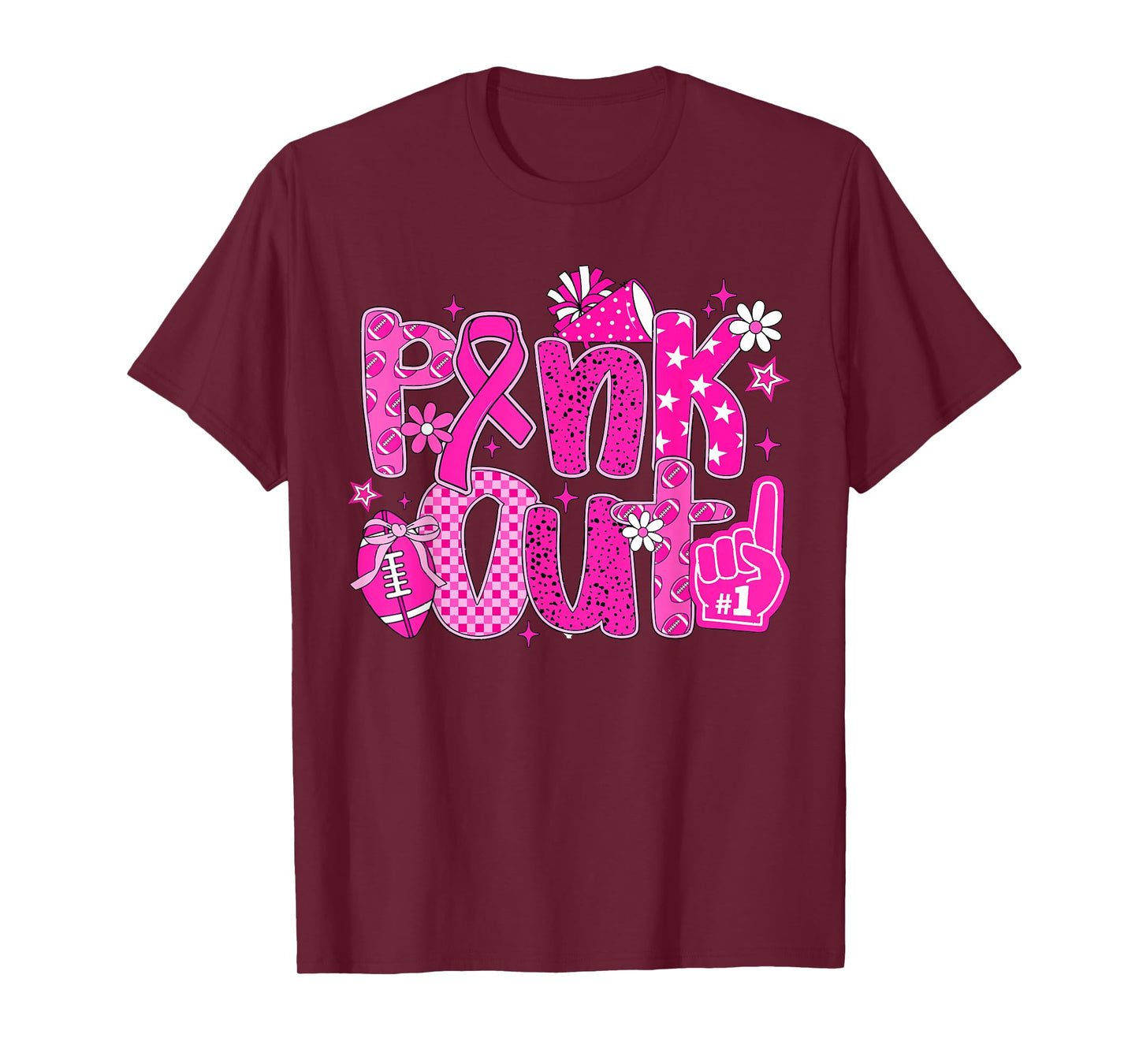Pink Out Pink Football Pink Cheer Breast Cancer Women T-Shirt