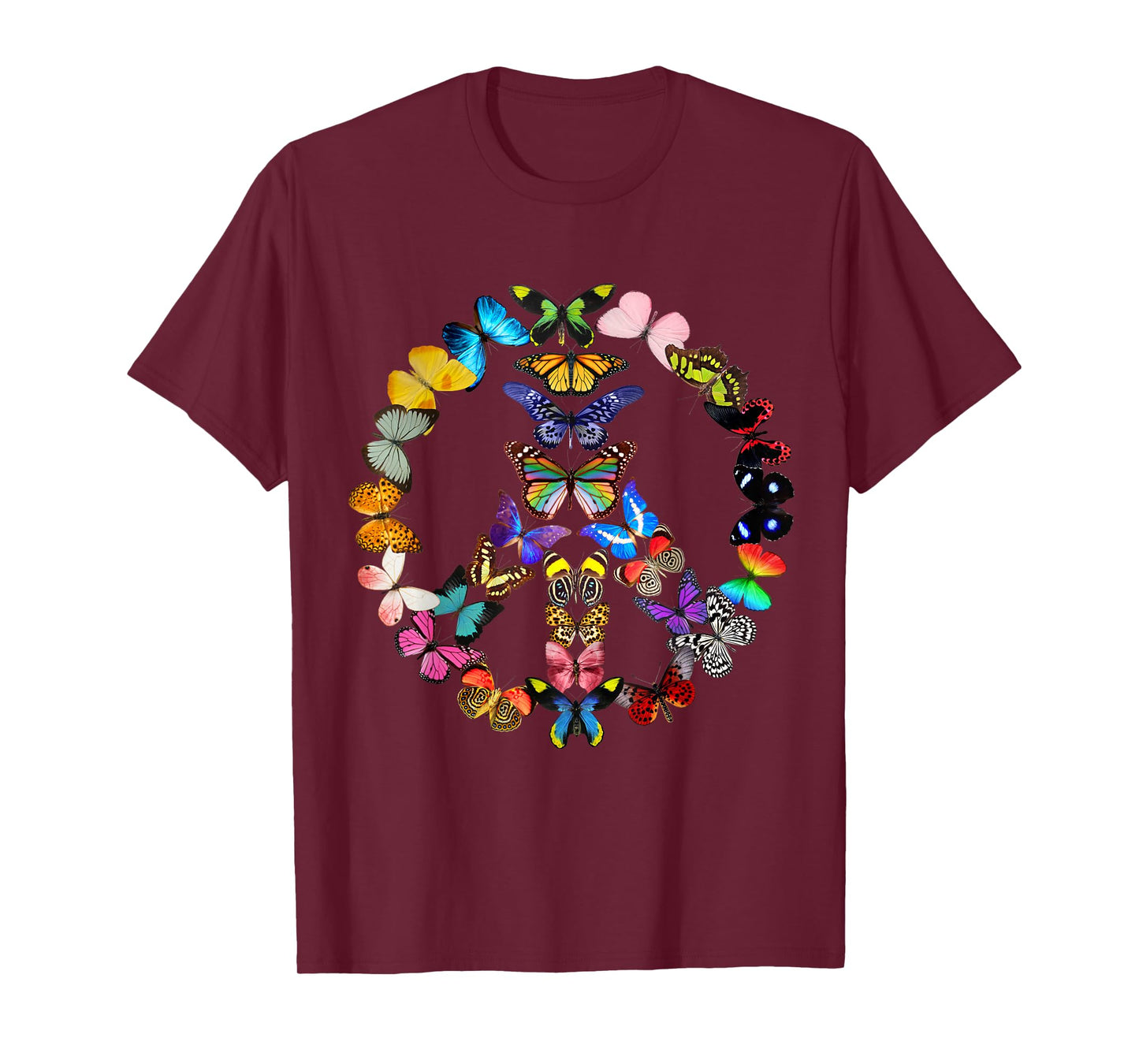 Peace Sign Butterflies 60s Retro Design World T-Shirt