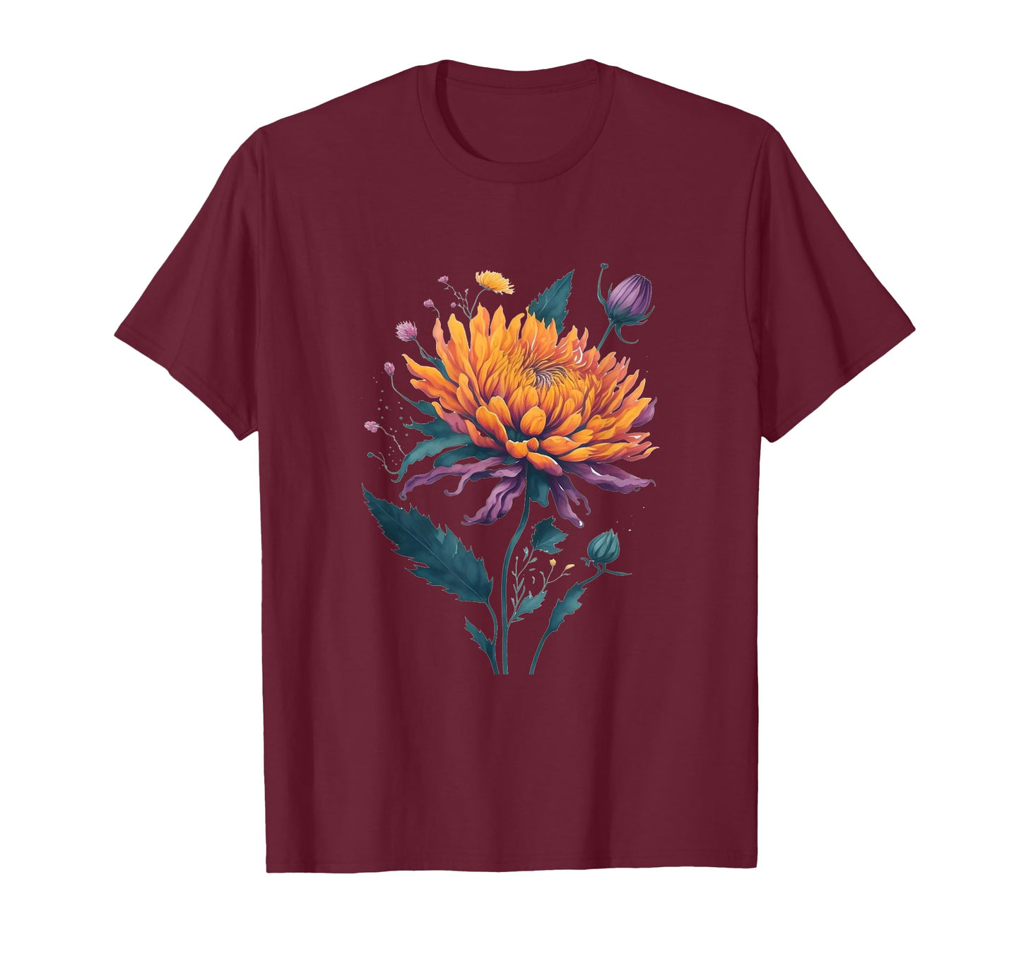 Vibrant Autumn Chrysanthemum Bloom in Full Glory T-Shirt