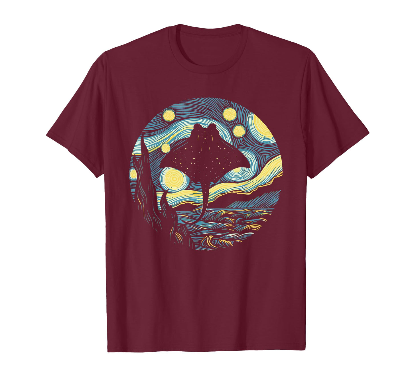 Stingray Manta Ray Starry Night Painting Art T-Shirt