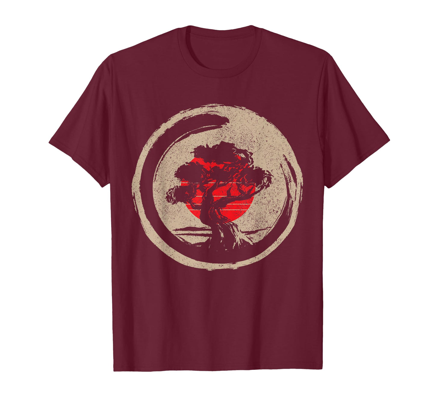 Bonsai Tree Japanese Flag Zen Vintage Gift T-Shirt