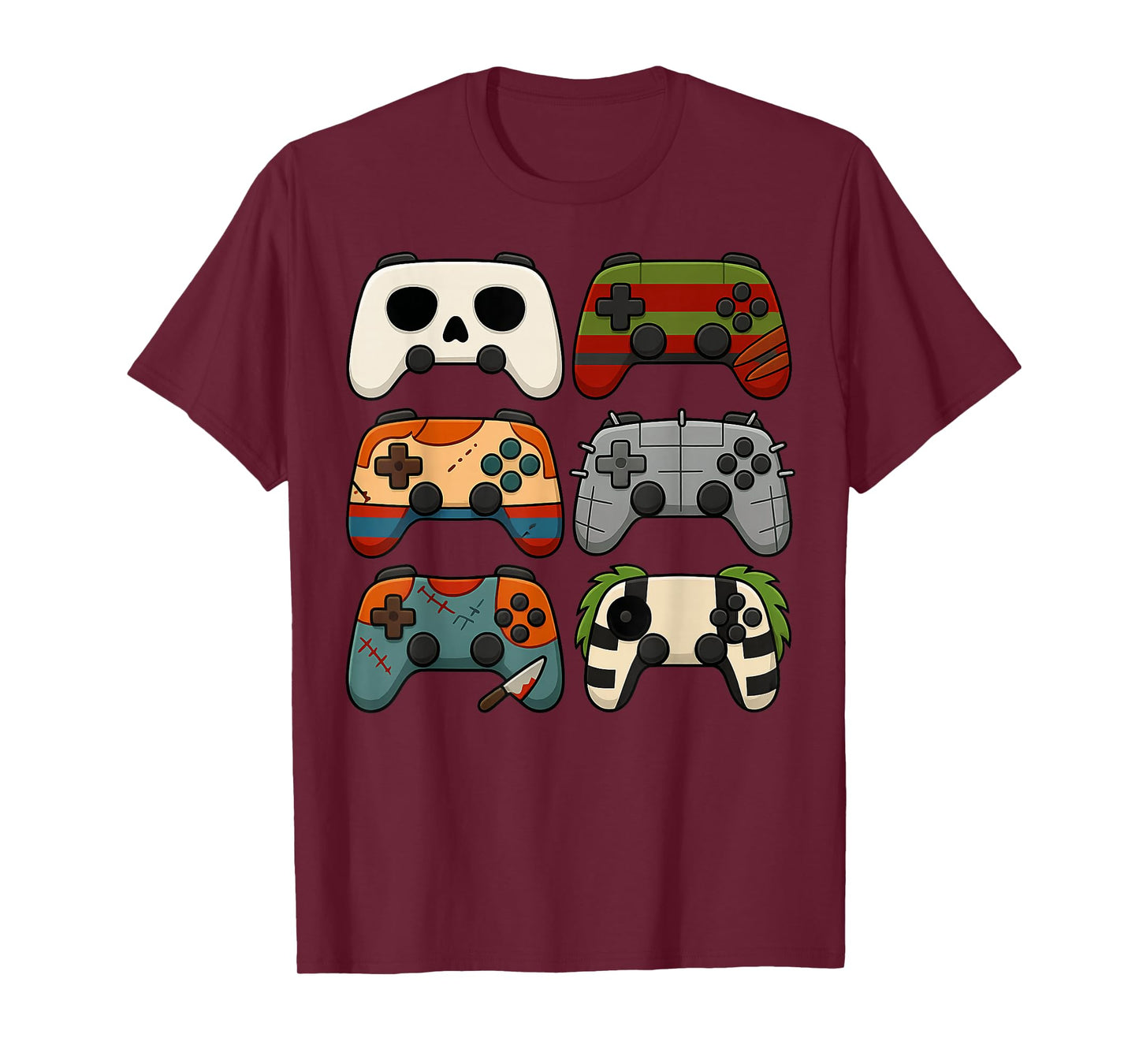 Halloween Skeleton Zombie Gaming Controllers Funny Gamer T-Shirt