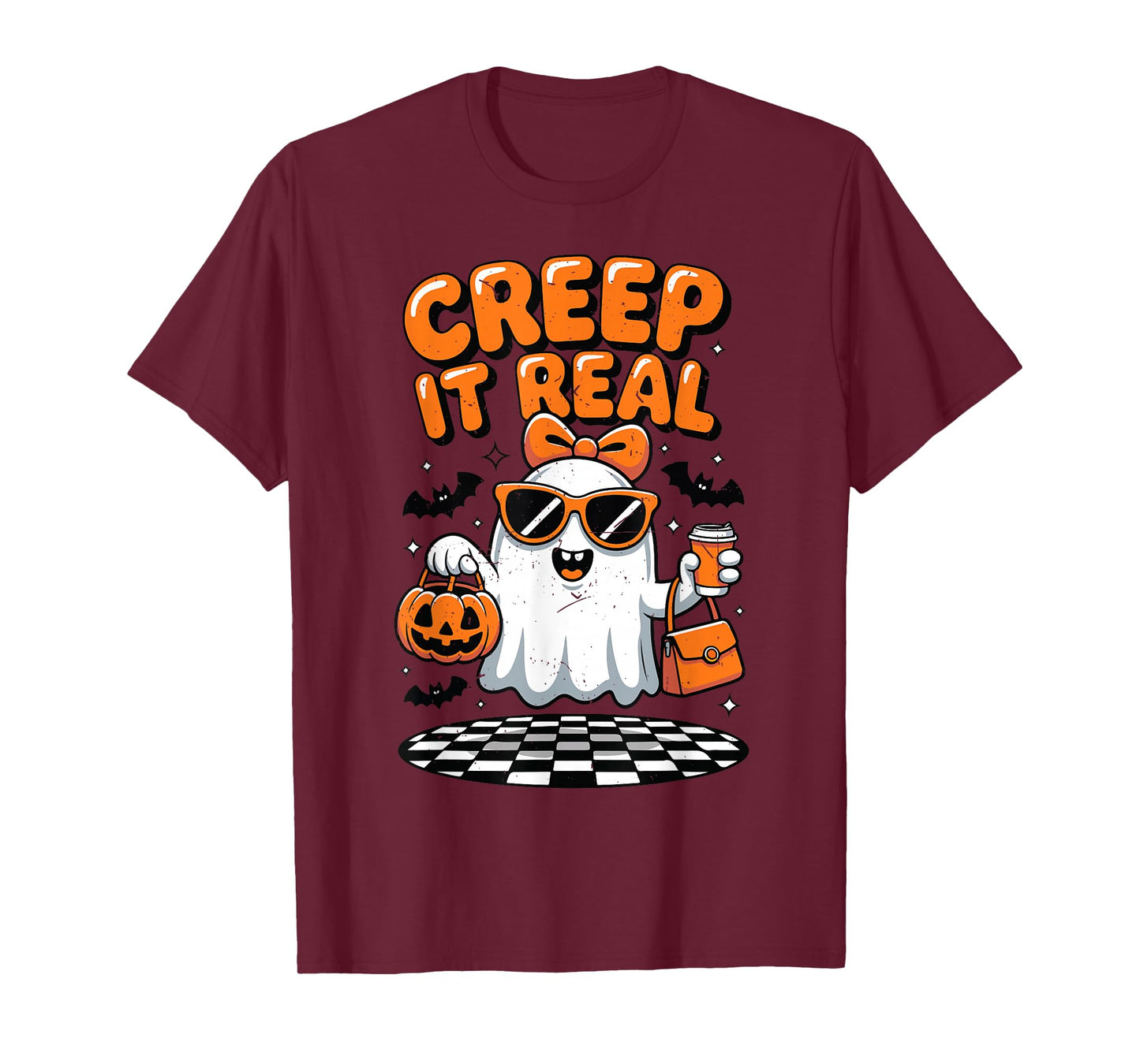 Toddler Creep It Real Ghost Drinking Coffee Cute Halloween T-Shirt