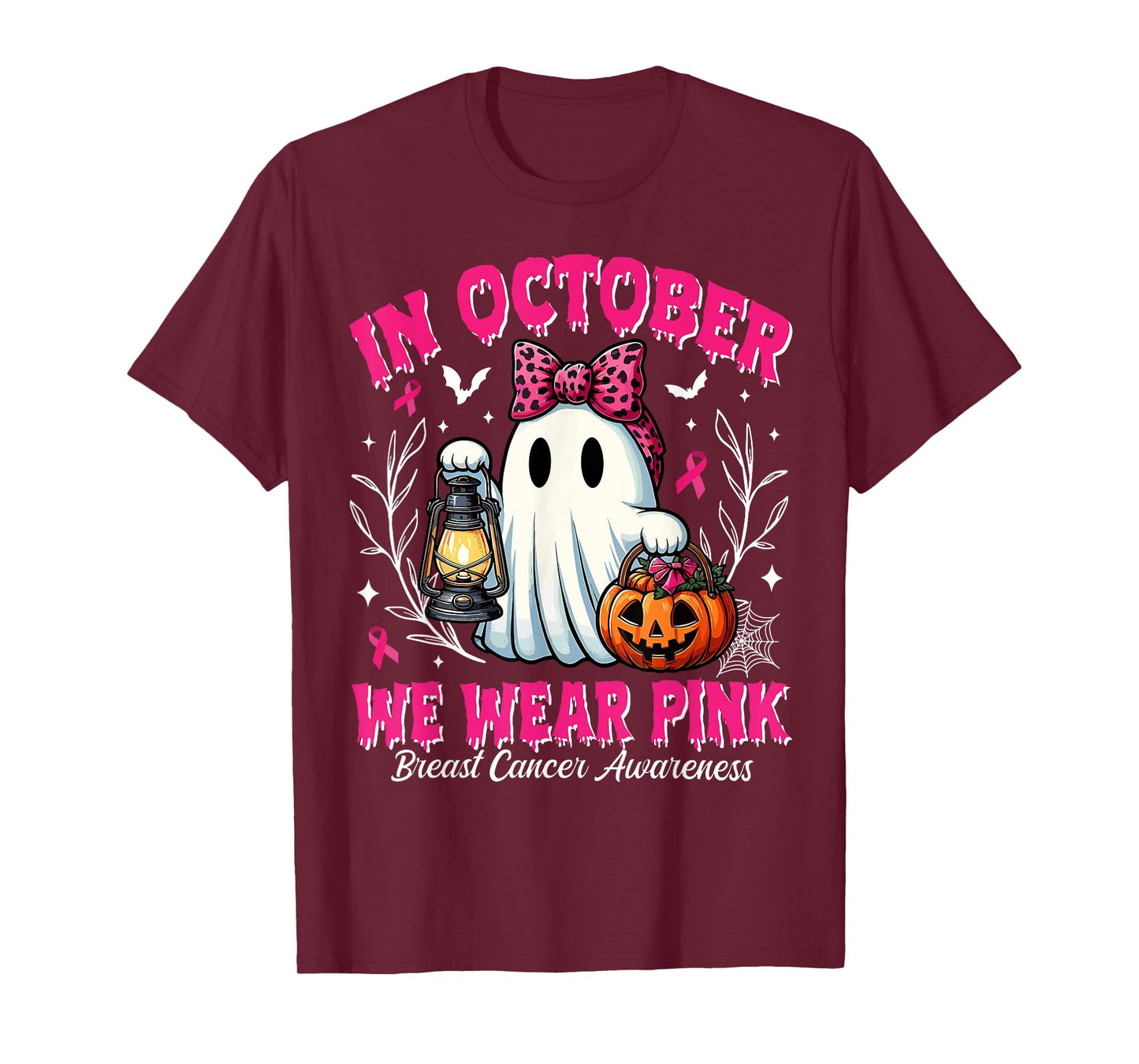 In October We Wear Pink Breast Cancer Awareness Halloween T-Shirt