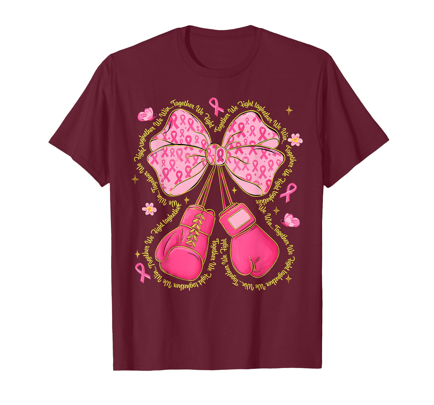 HUGvyn Breast Cancer Pink Boxing Gloves Survivor Pink Ribbon T-Shirt