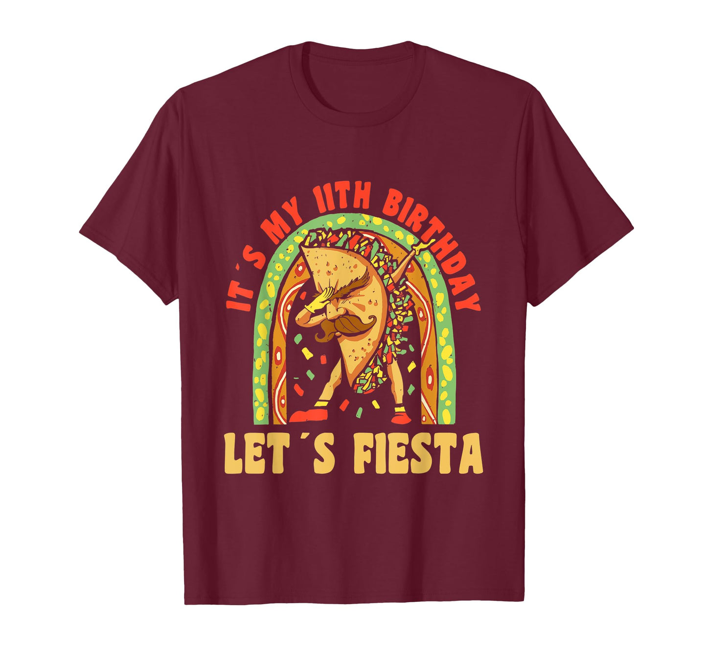 Happy 11 Birthday 11 Year Dabbing Taco Fiesta 11th Birthday T-Shirt