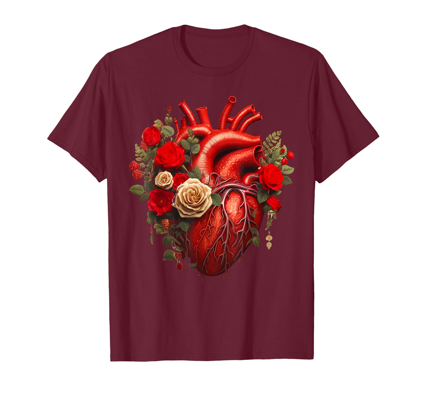 Cardiology Medical Cardiac Nurse Floral Anatomical Heart T-Shirt