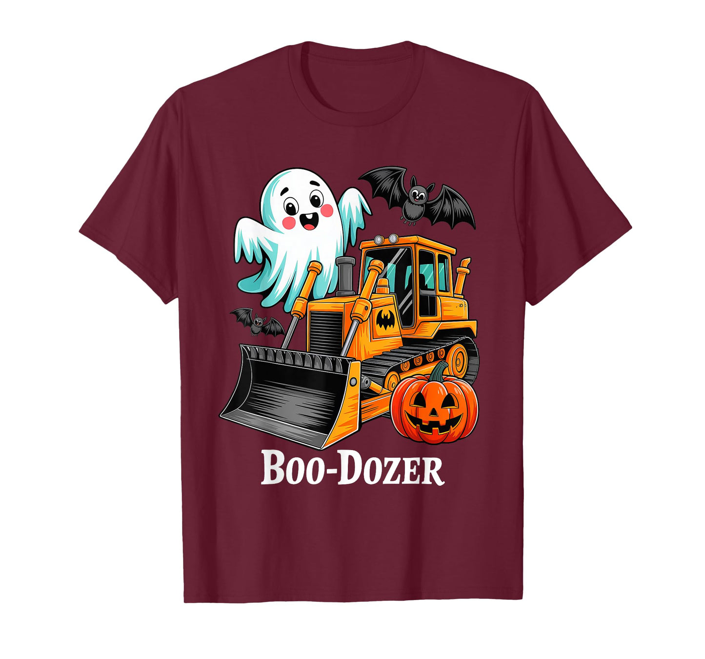 Halloween Bulldozer Construction Trucks Ghost Halloween Boys T-Shirt