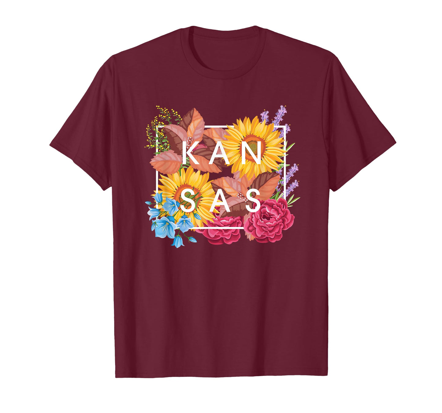 Flowers of Kansas Word Art - Kansan State Souvenir T-Shirt