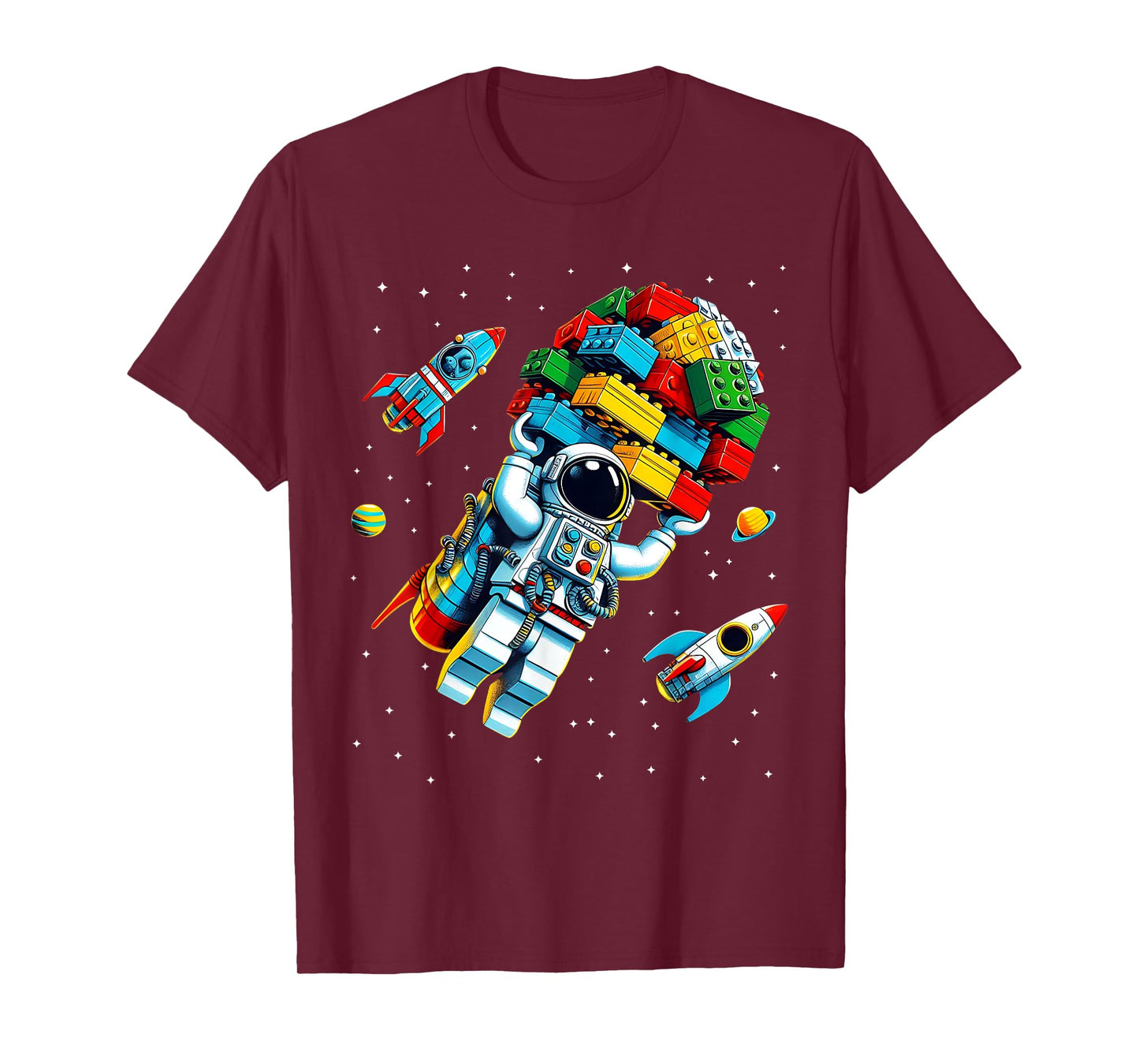 Master Builder Space Astronaut Building Blocks Bricks Boys T-Shirt