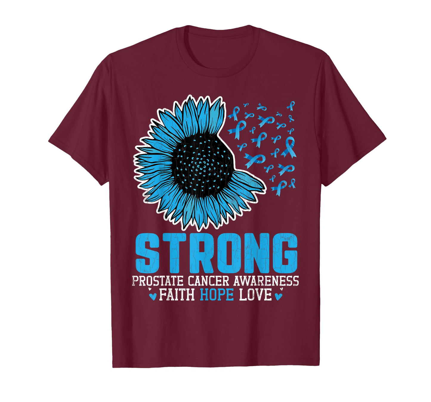 Strong Prostate Cancer Awareness Blue Ribbon Graphic T-Shirt